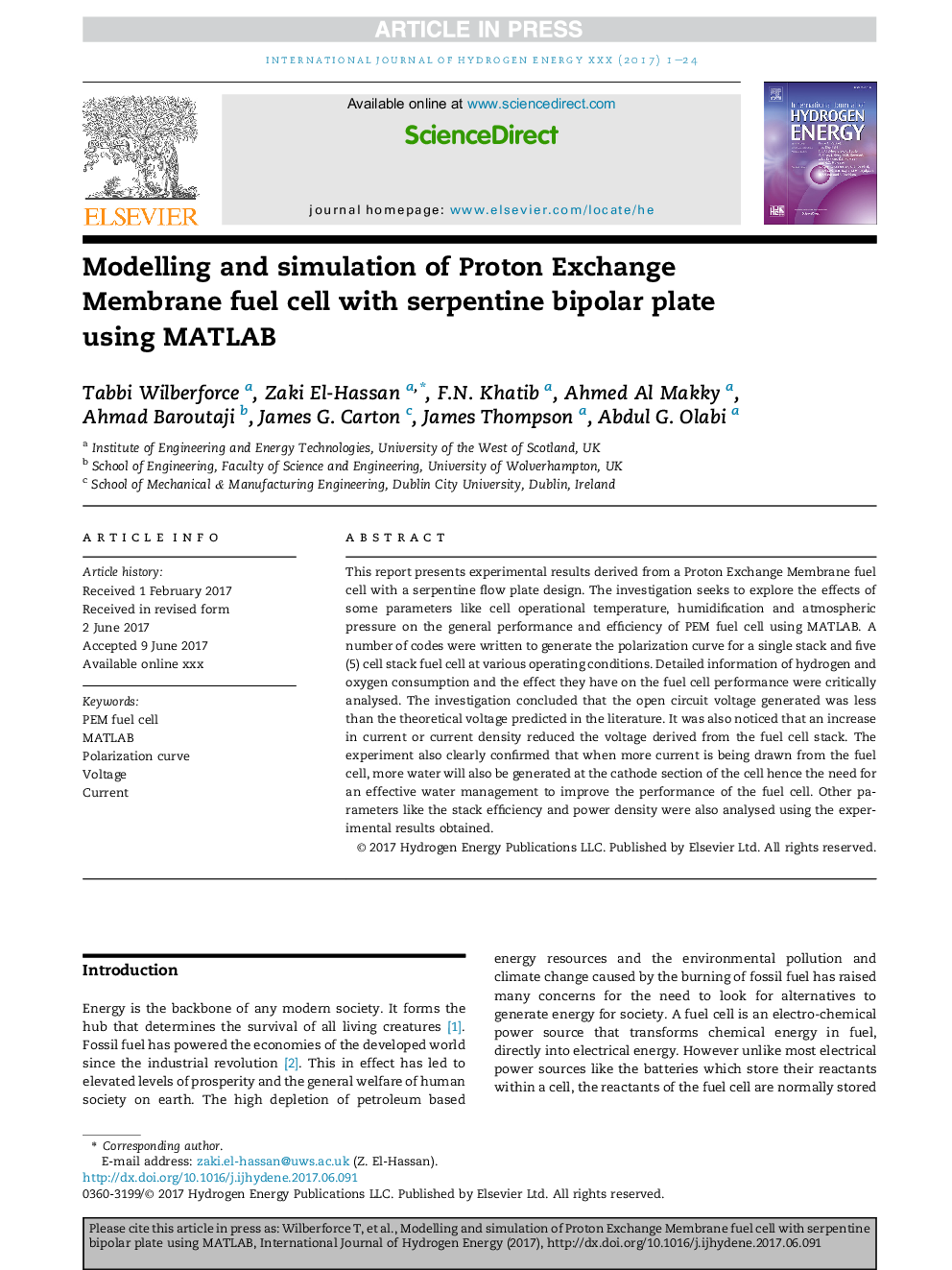 Modelling and simulation of Proton Exchange Membrane fuel cell with serpentine bipolar plate using MATLAB