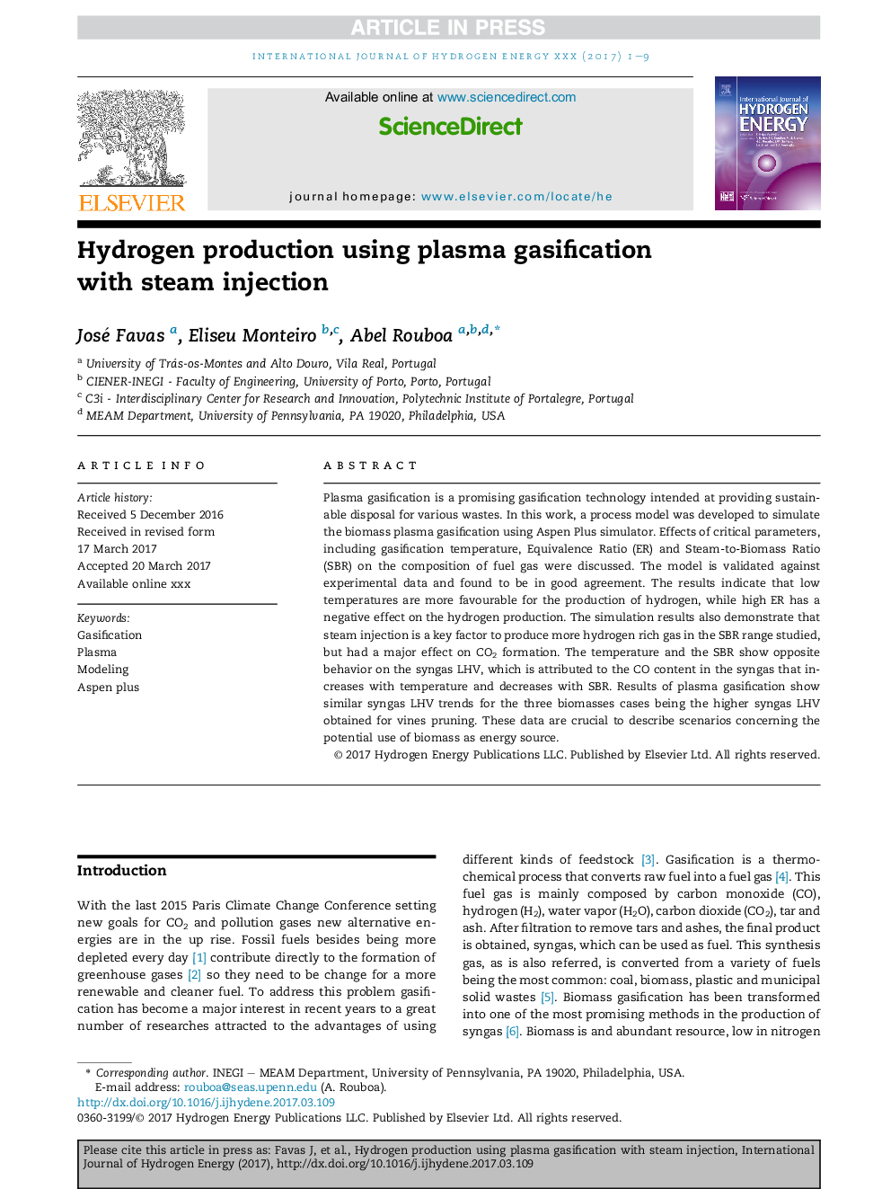 Hydrogen production using plasma gasification with steam injection