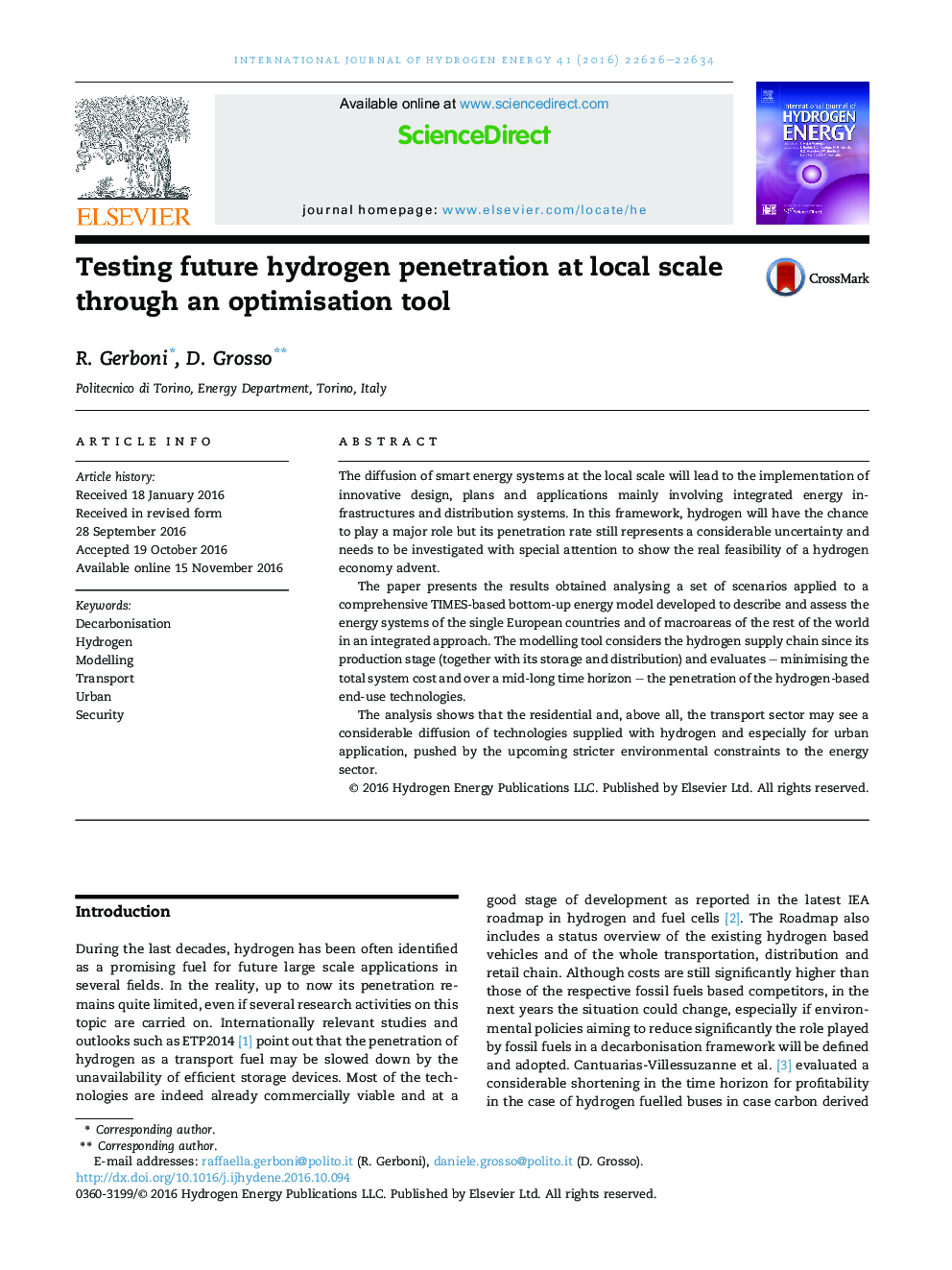 Testing future hydrogen penetration at local scale through an optimisation tool