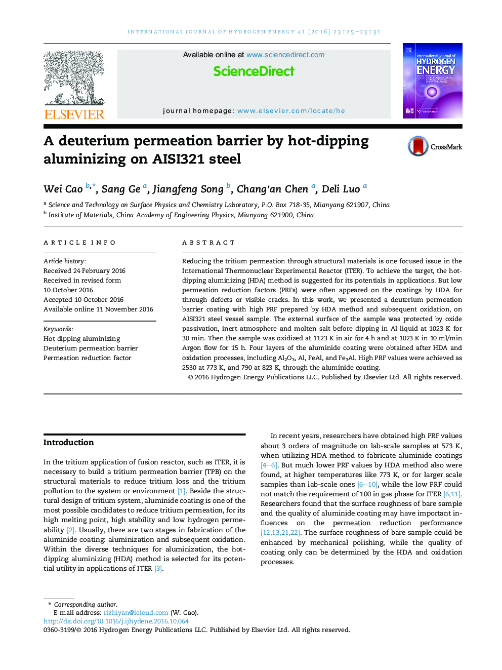 A deuterium permeation barrier by hot-dipping aluminizing on AISI321 steel