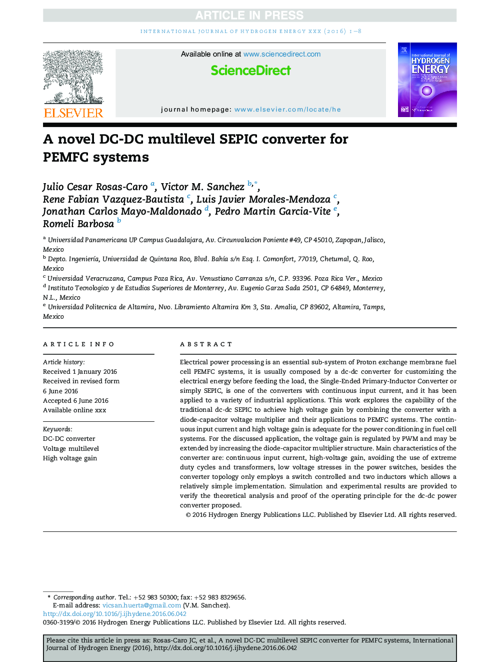 A novel DC-DC multilevel SEPIC converter for PEMFC systems