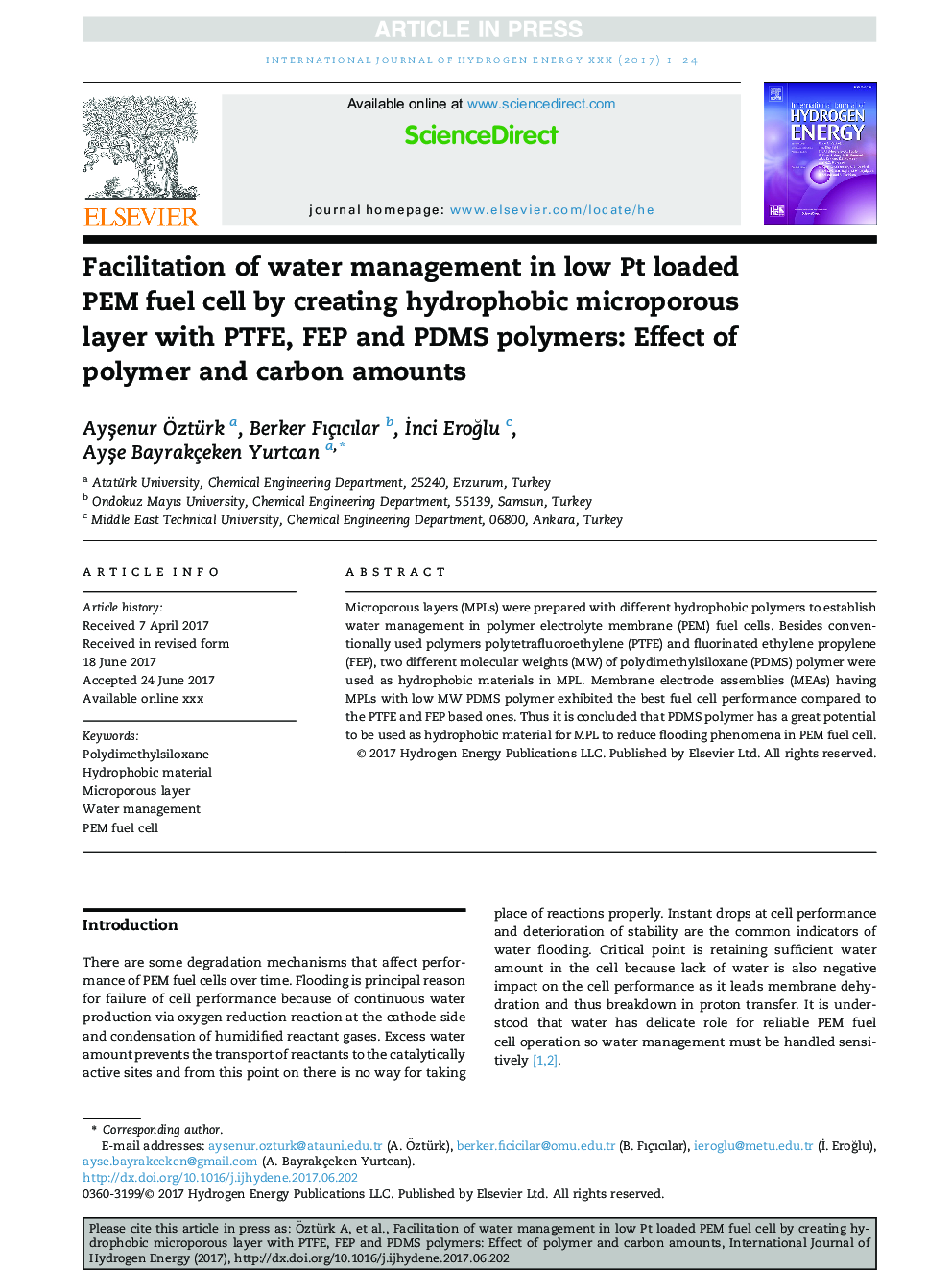 Facilitation of water management in low Pt loaded PEM fuel cell by creating hydrophobic microporous layer with PTFE, FEP and PDMS polymers: Effect of polymer and carbon amounts