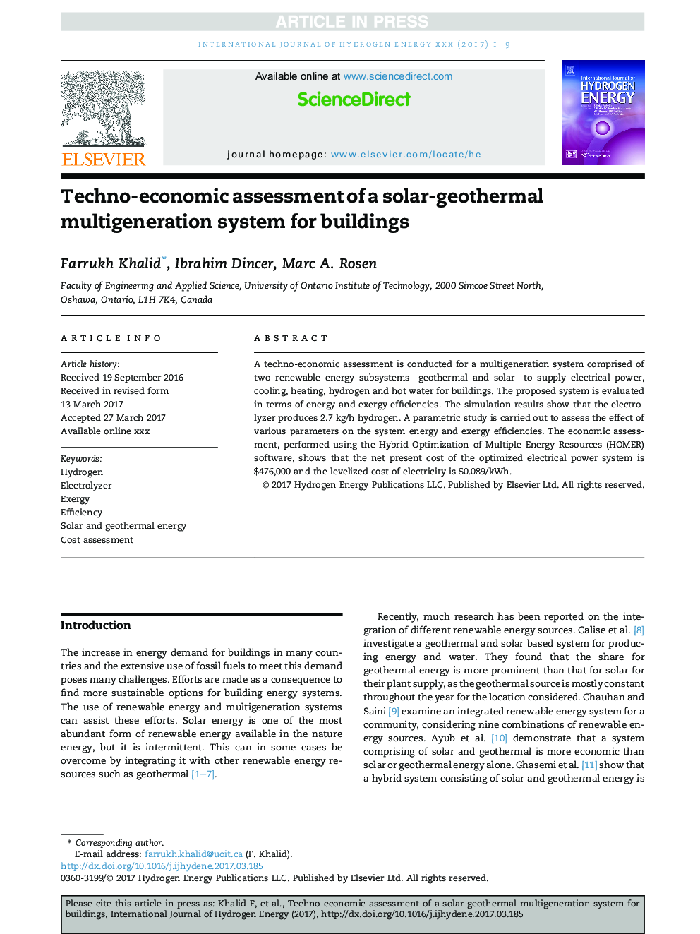 Techno-economic assessment of a solar-geothermal multigeneration system for buildings