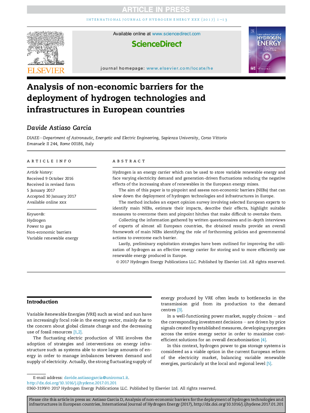 Analysis of non-economic barriers for the deployment of hydrogen technologies and infrastructures in European countries