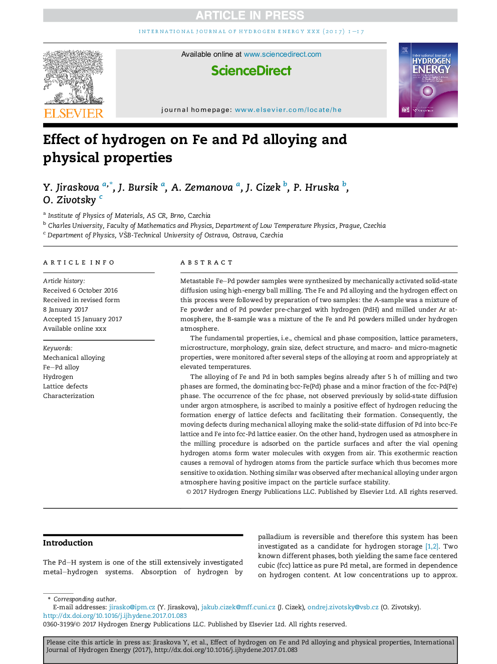 Effect of hydrogen on Fe and Pd alloying and physical properties