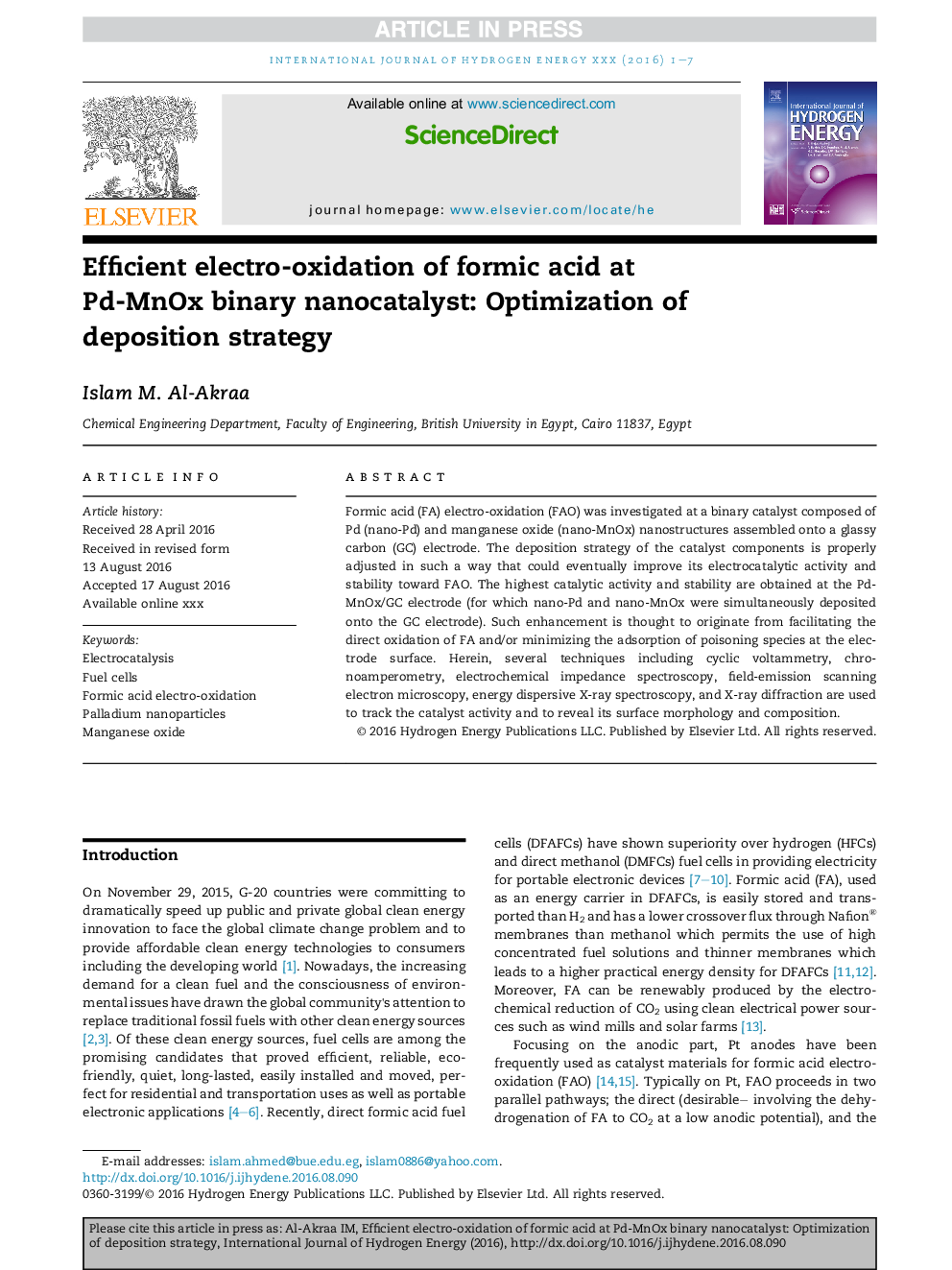 Efficient electro-oxidation of formic acid at Pd-MnOx binary nanocatalyst: Optimization of deposition strategy