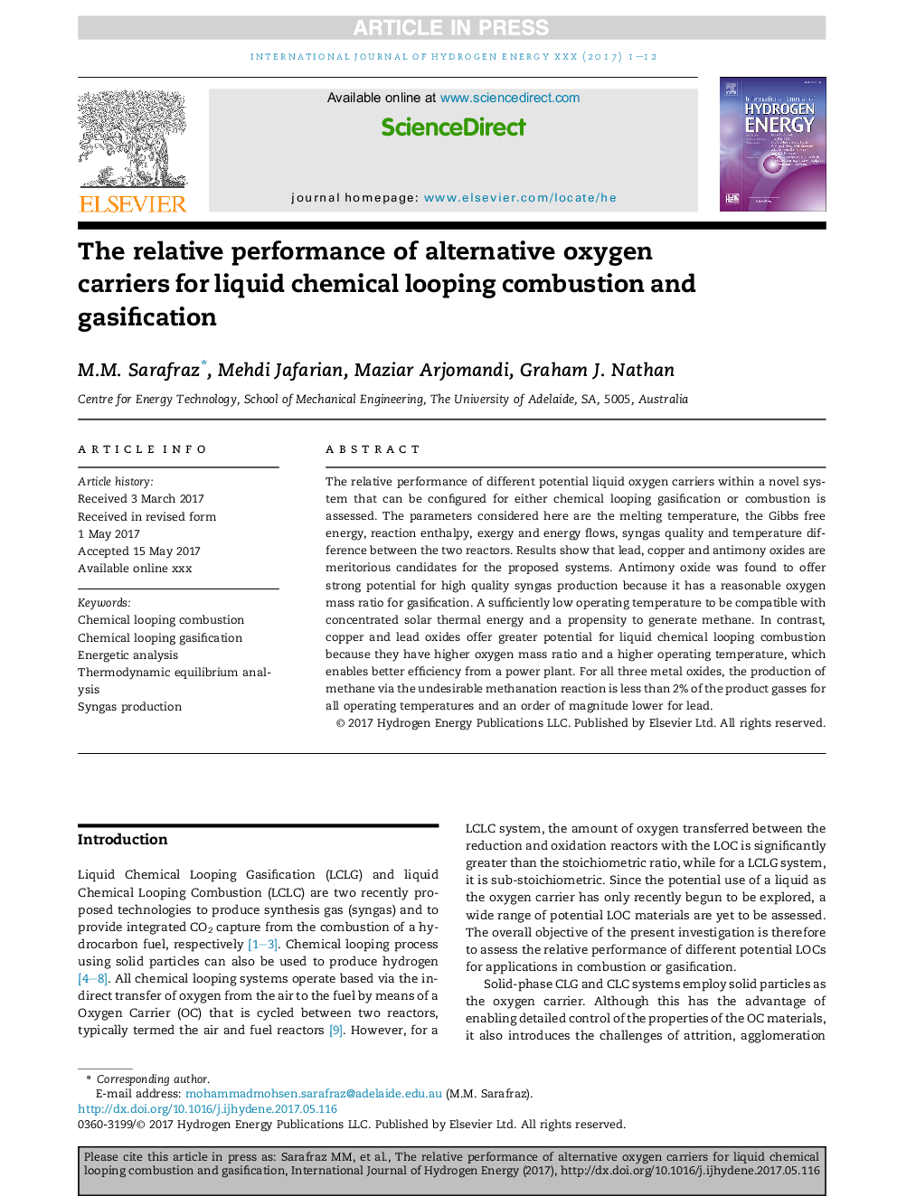 The relative performance of alternative oxygen carriers for liquid chemical looping combustion and gasification