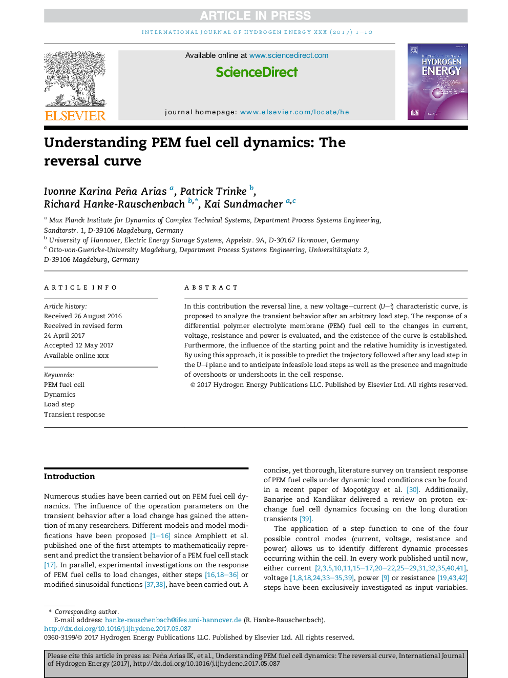 Understanding PEM fuel cell dynamics: The reversal curve