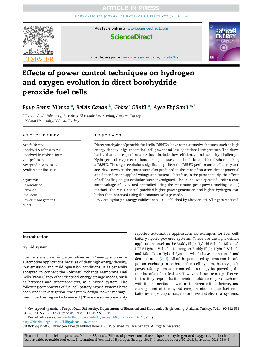 Effects of power control techniques on hydrogen and oxygen evolution in direct borohydride peroxide fuel cells