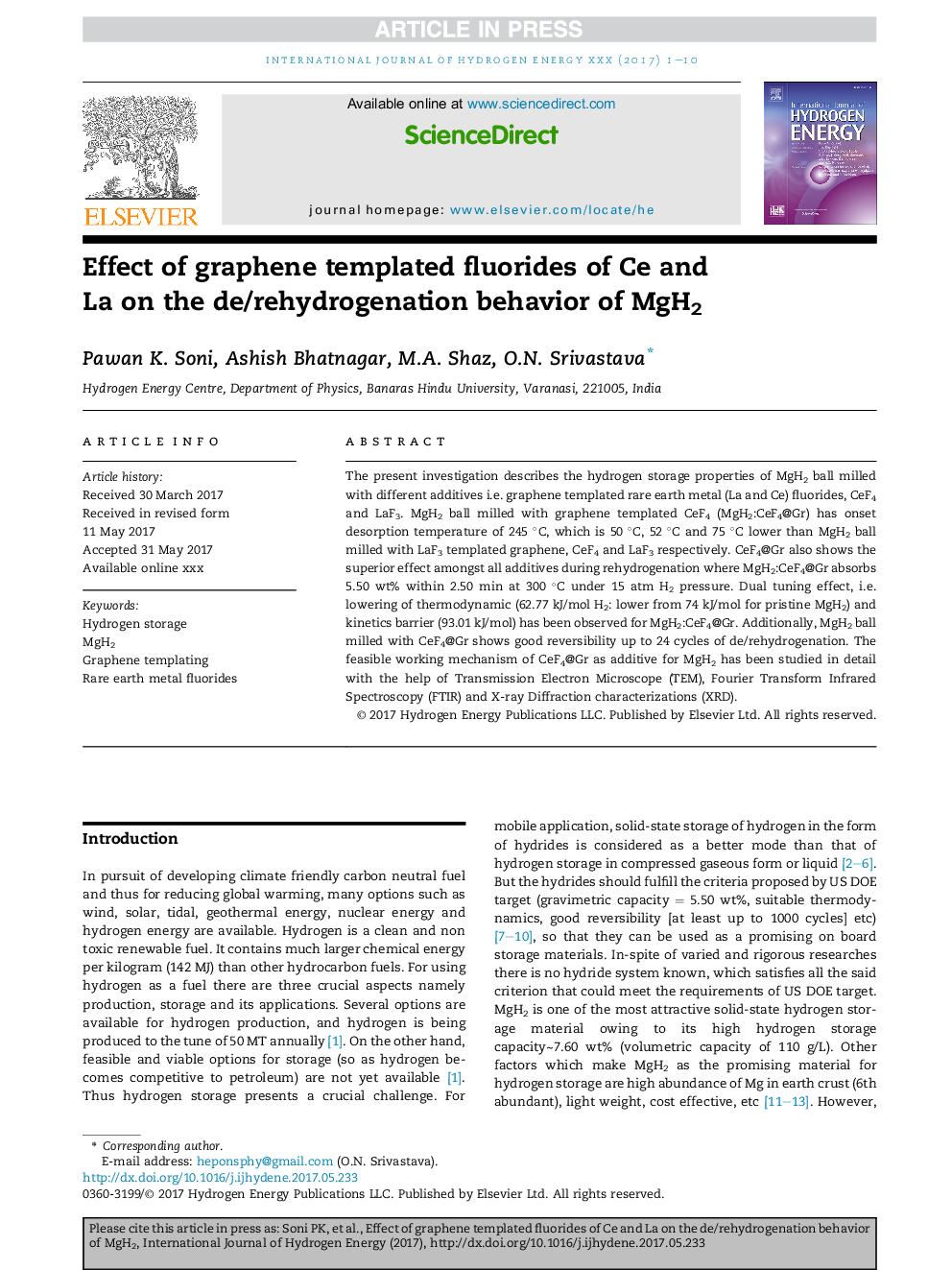 Effect of graphene templated fluorides of Ce and La on the de/rehydrogenation behavior of MgH2