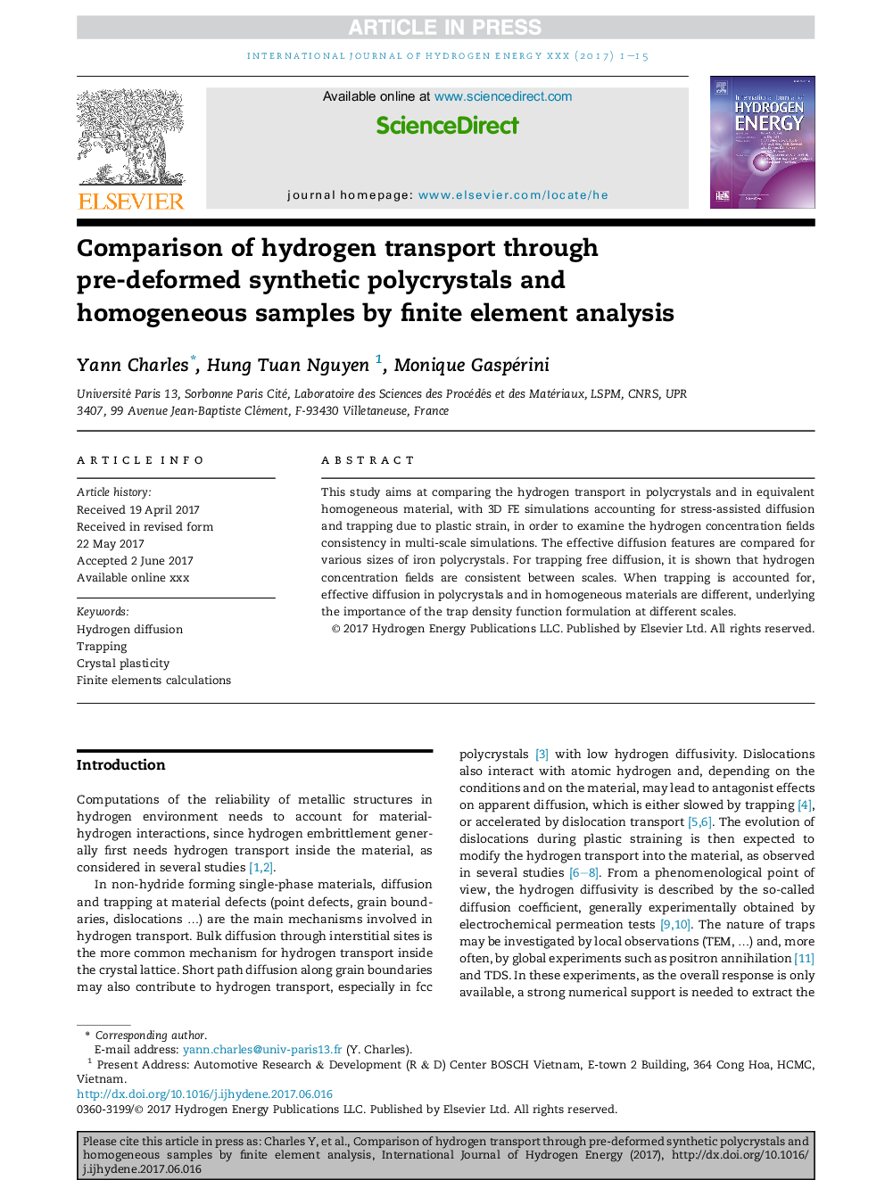 Comparison of hydrogen transport through pre-deformed synthetic polycrystals and homogeneous samples by finite element analysis