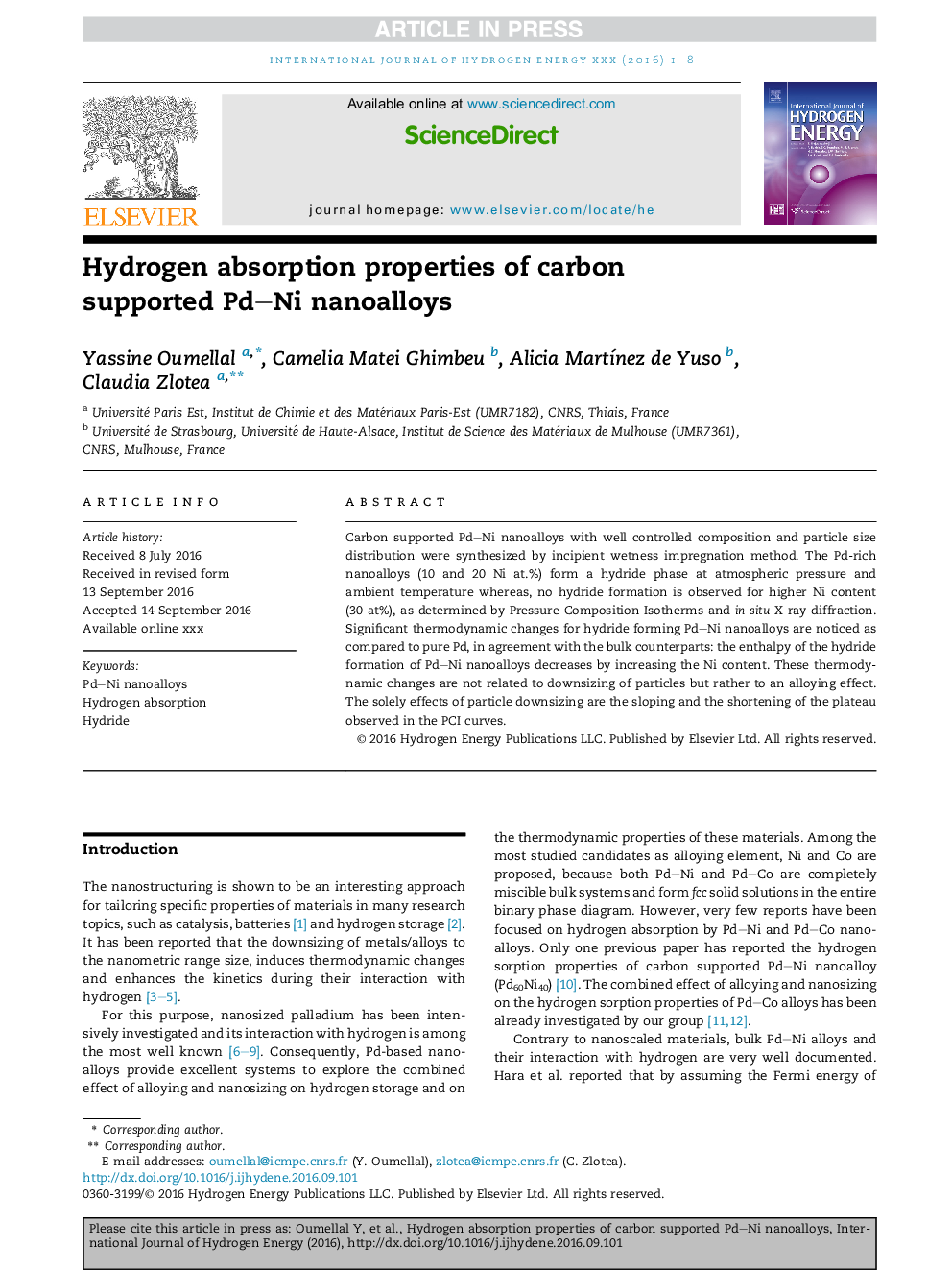 Hydrogen absorption properties of carbon supported Pd-Ni nanoalloys