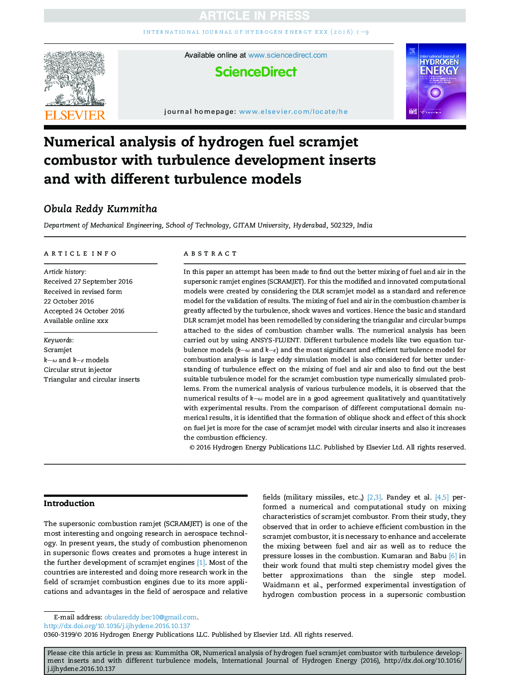 Numerical analysis of hydrogen fuel scramjet combustor with turbulence development inserts and with different turbulence models