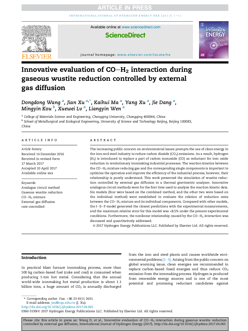 Innovative evaluation of CO-H2 interaction during gaseous wustite reduction controlled by external gas diffusion