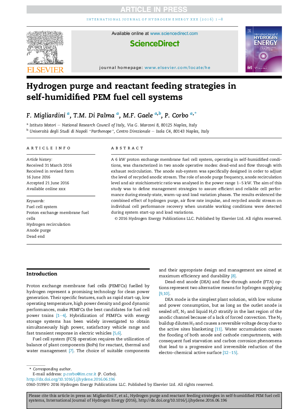 Hydrogen purge and reactant feeding strategies in self-humidified PEM fuel cell systems