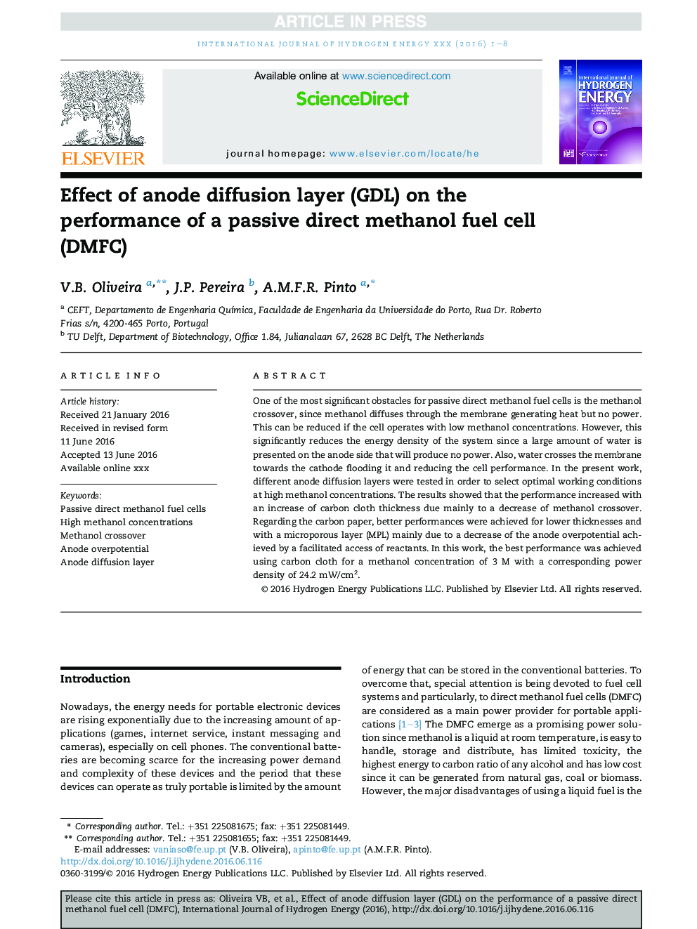 Effect of anode diffusion layer (GDL) on the performance of a passive direct methanol fuel cell (DMFC)