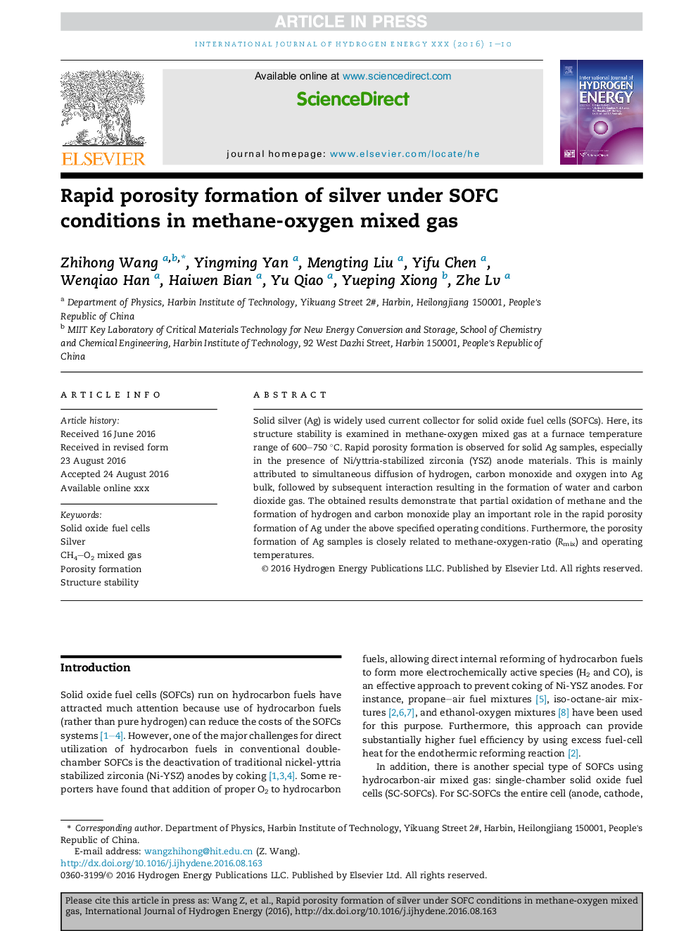 Rapid porosity formation of silver under SOFC conditions in methane-oxygen mixed gas