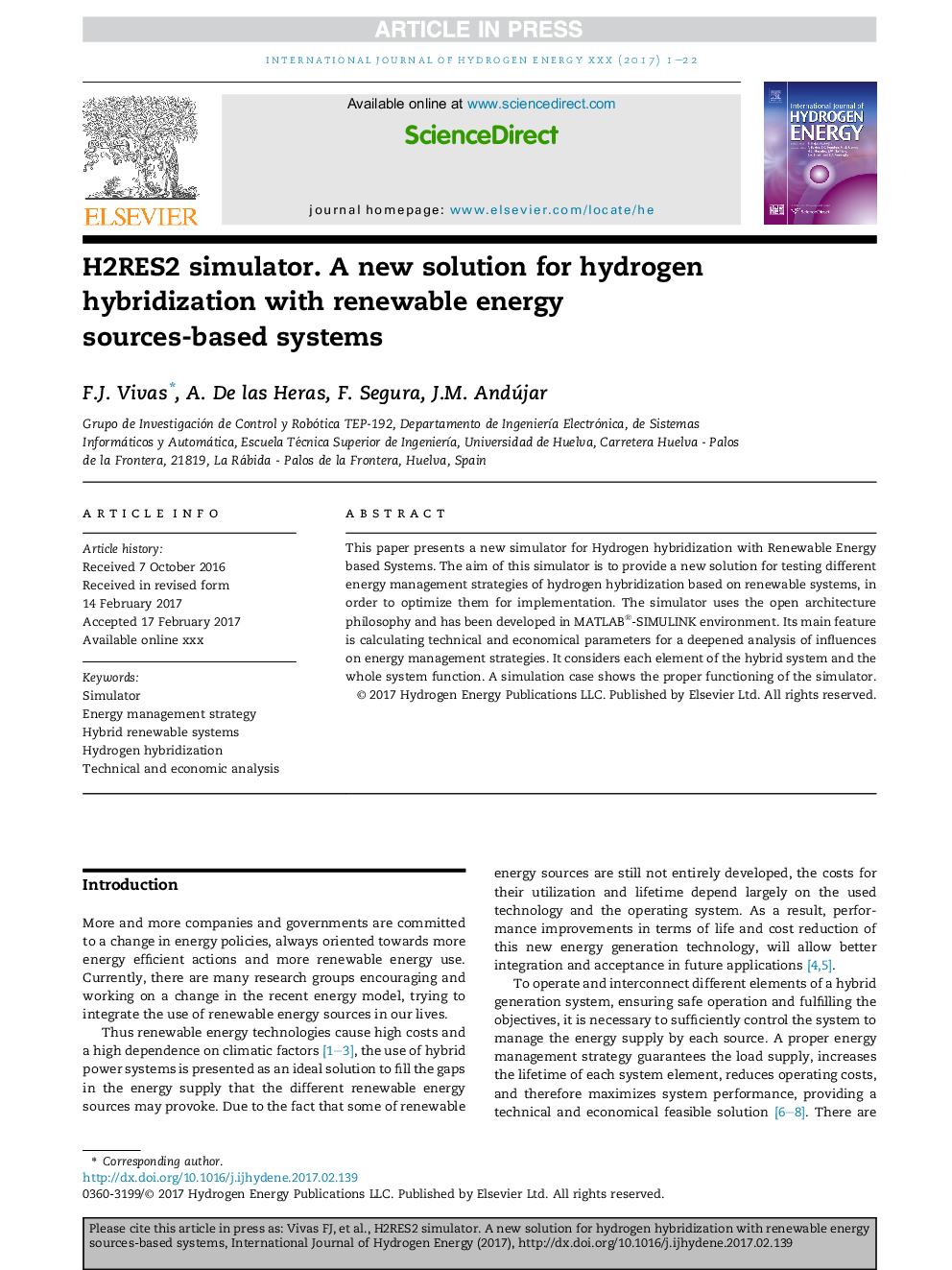 H2RES2 simulator. A new solution for hydrogen hybridization with renewable energy sources-based systems