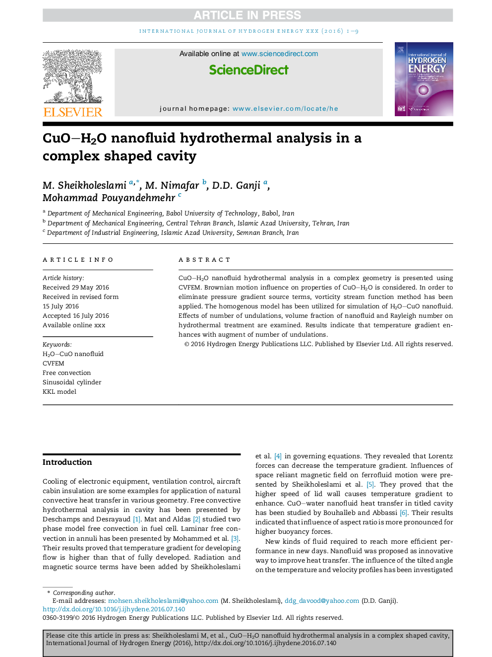 CuOH2O nanofluid hydrothermal analysis in a complex shaped cavity