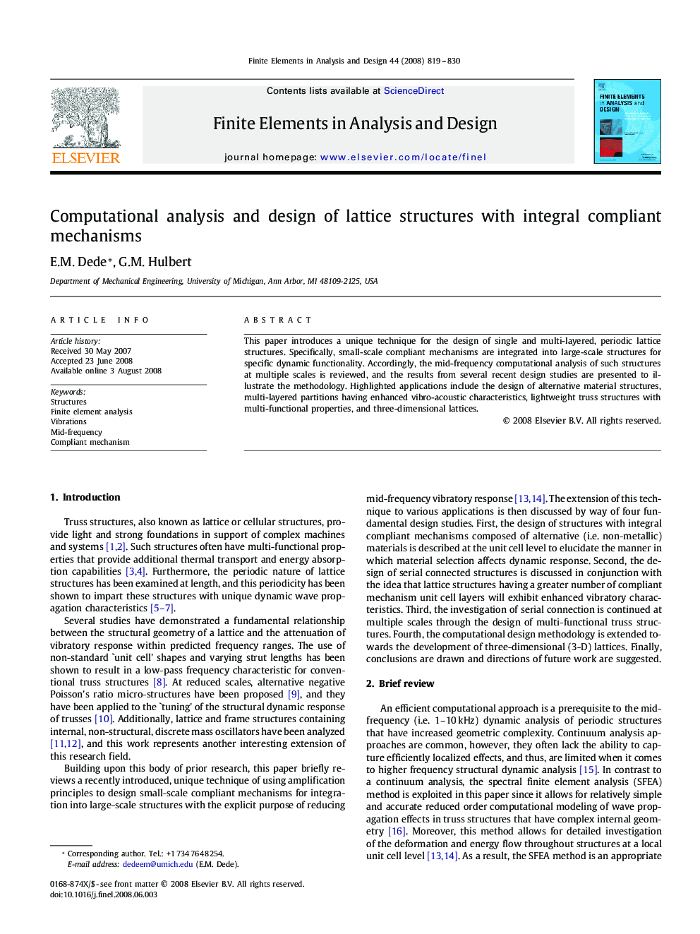 Computational analysis and design of lattice structures with integral compliant mechanisms