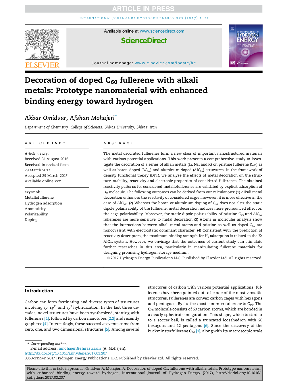 Decoration of doped C60 fullerene with alkali metals: Prototype nanomaterial with enhanced binding energy toward hydrogen