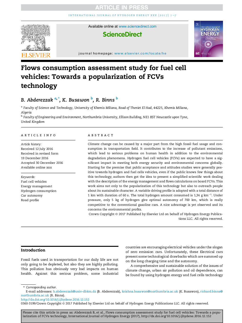 Flows consumption assessment study for fuel cell vehicles: Towards a popularization of FCVs technology