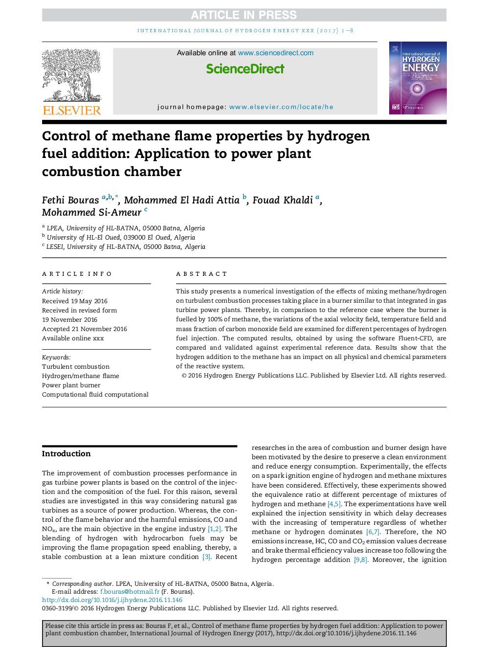 Control of methane flame properties by hydrogen fuel addition: Application to power plant combustion chamber