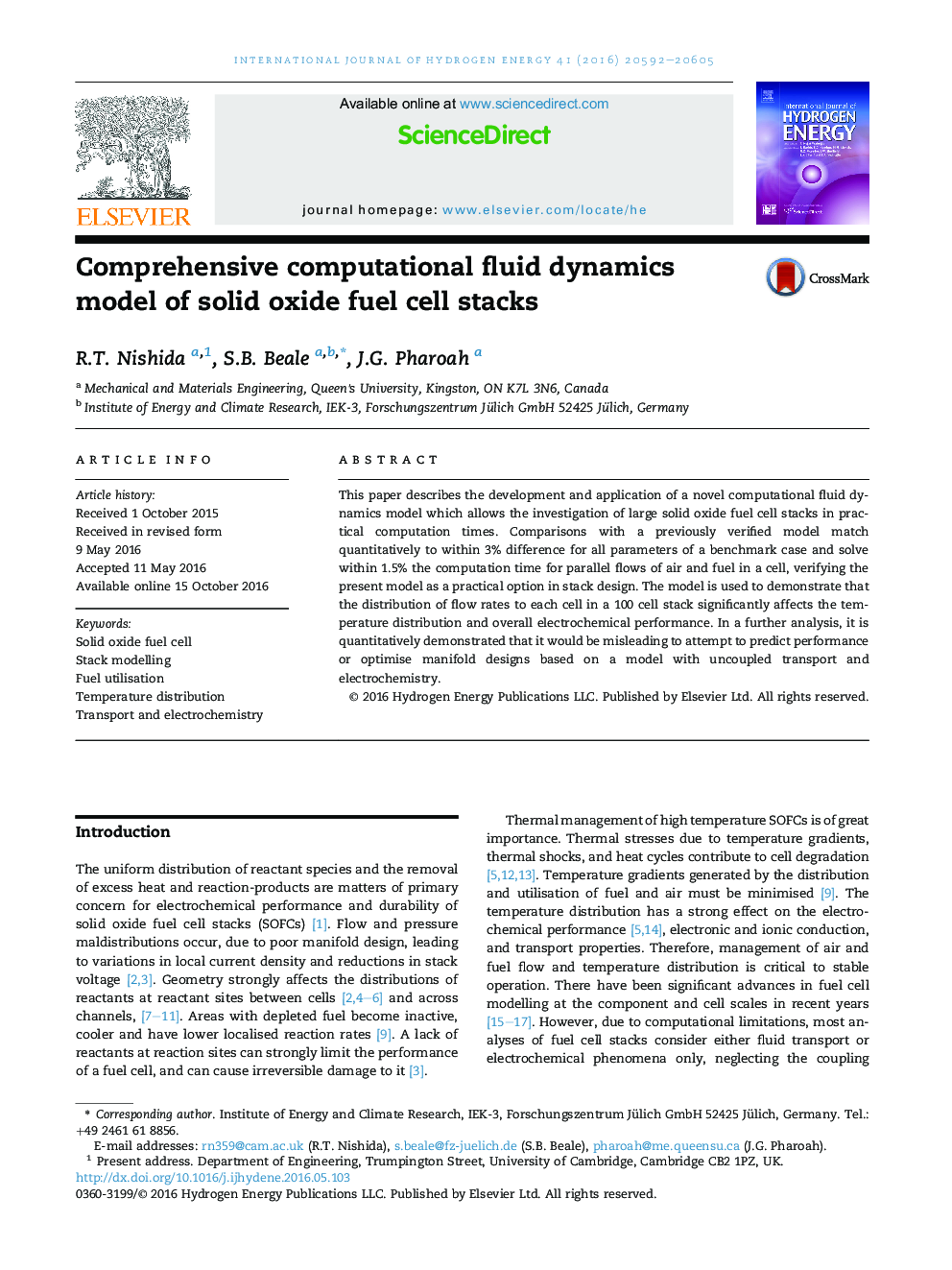 Comprehensive computational fluid dynamics model of solid oxide fuel cell stacks