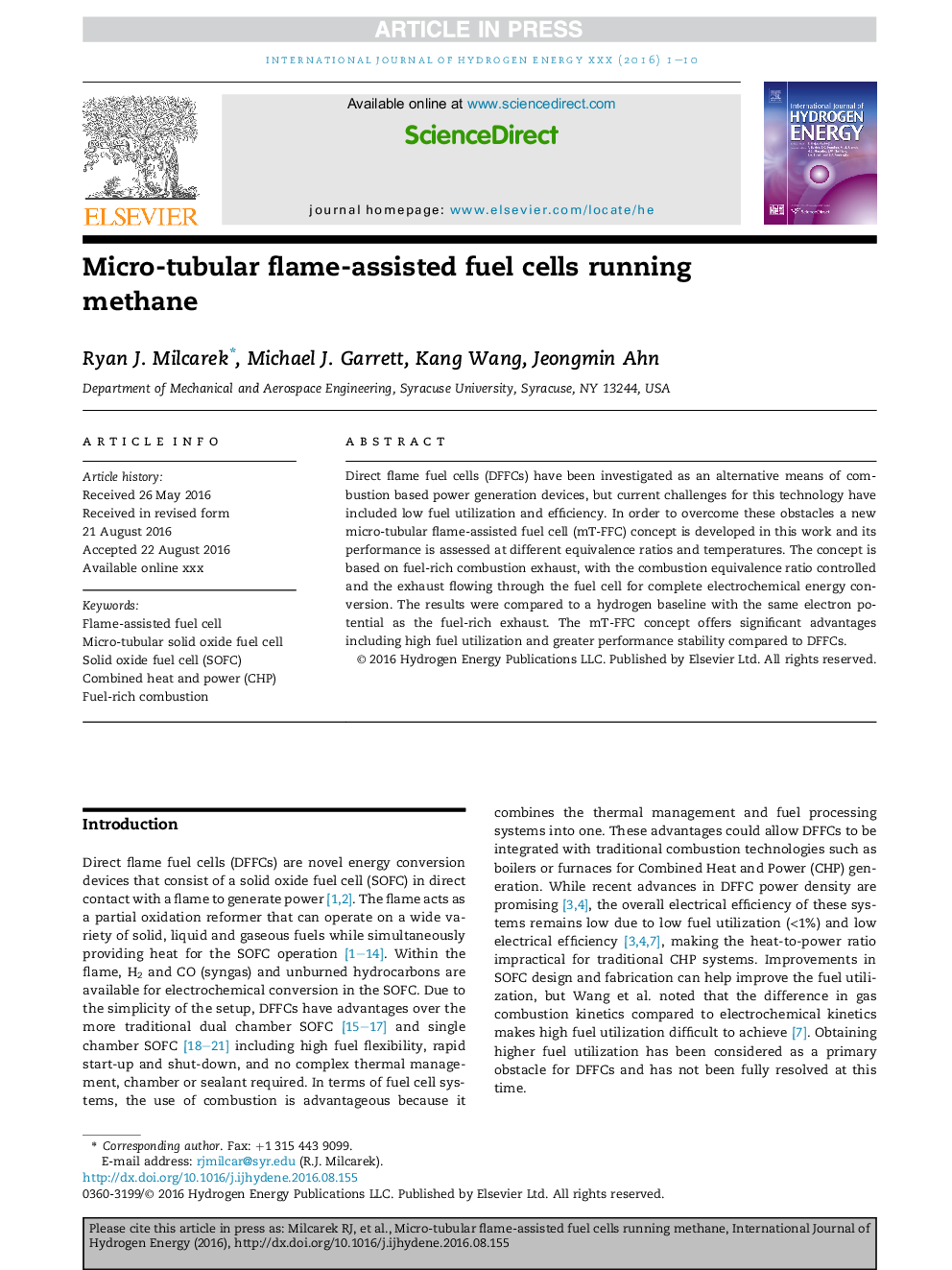 Micro-tubular flame-assisted fuel cells running methane