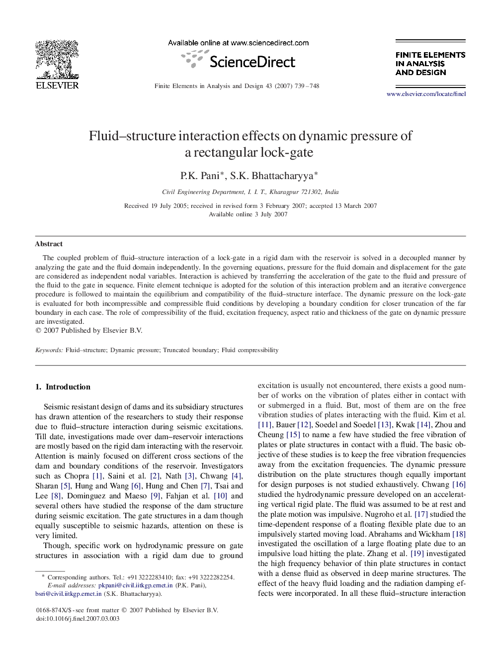 Fluid–structure interaction effects on dynamic pressure of a rectangular lock-gate