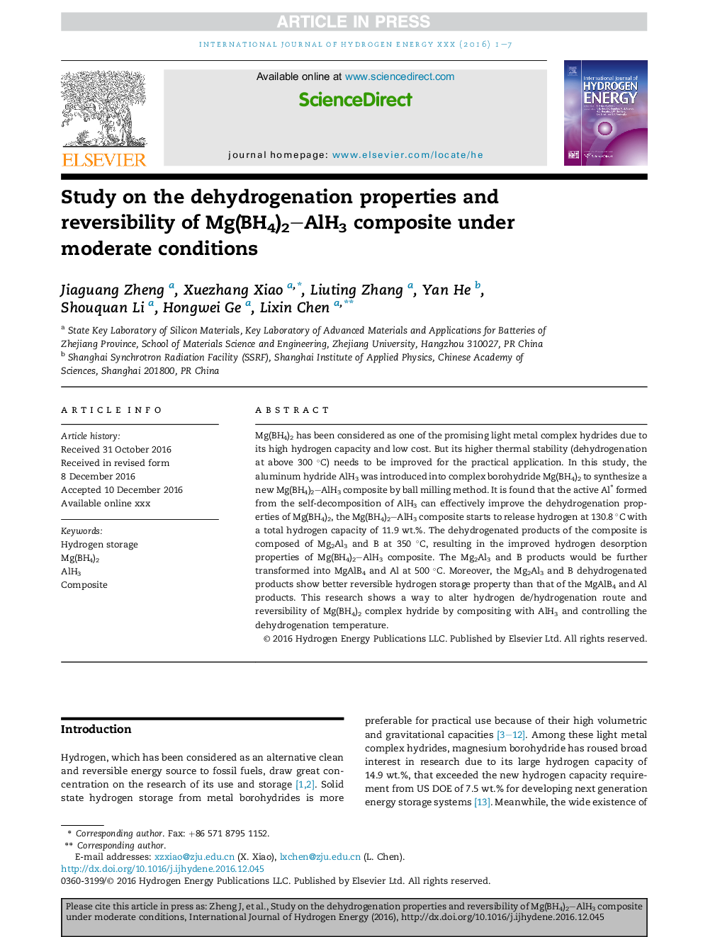 Study on the dehydrogenation properties and reversibility of Mg(BH4)2AlH3 composite under moderate conditions