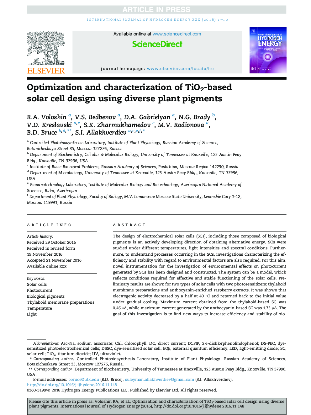 Optimization and characterization of TiO2-based solar cell design using diverse plant pigments