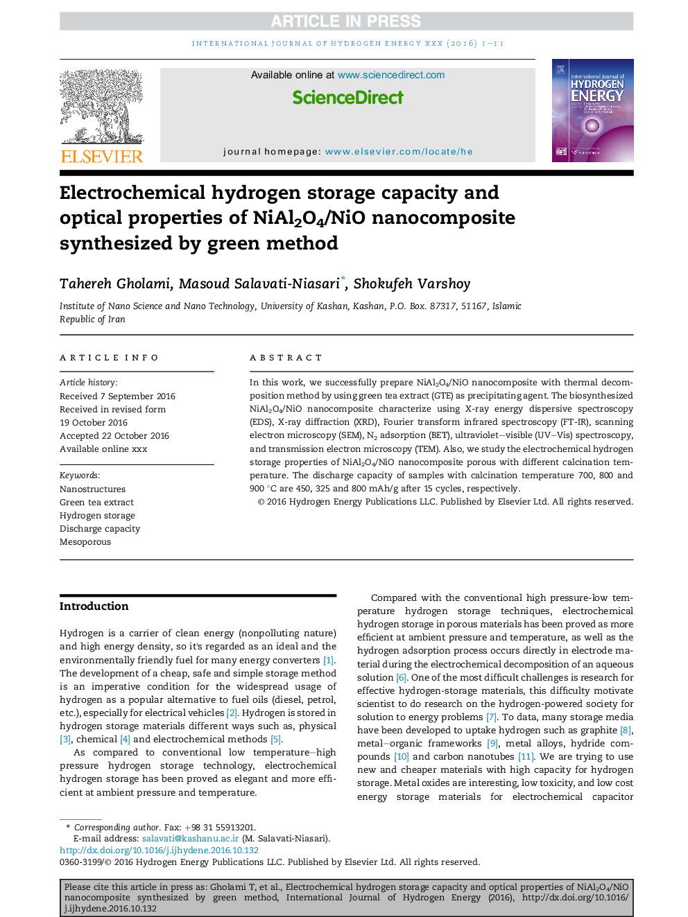 Electrochemical hydrogen storage capacity and optical properties of NiAl2O4/NiO nanocomposite synthesized by green method