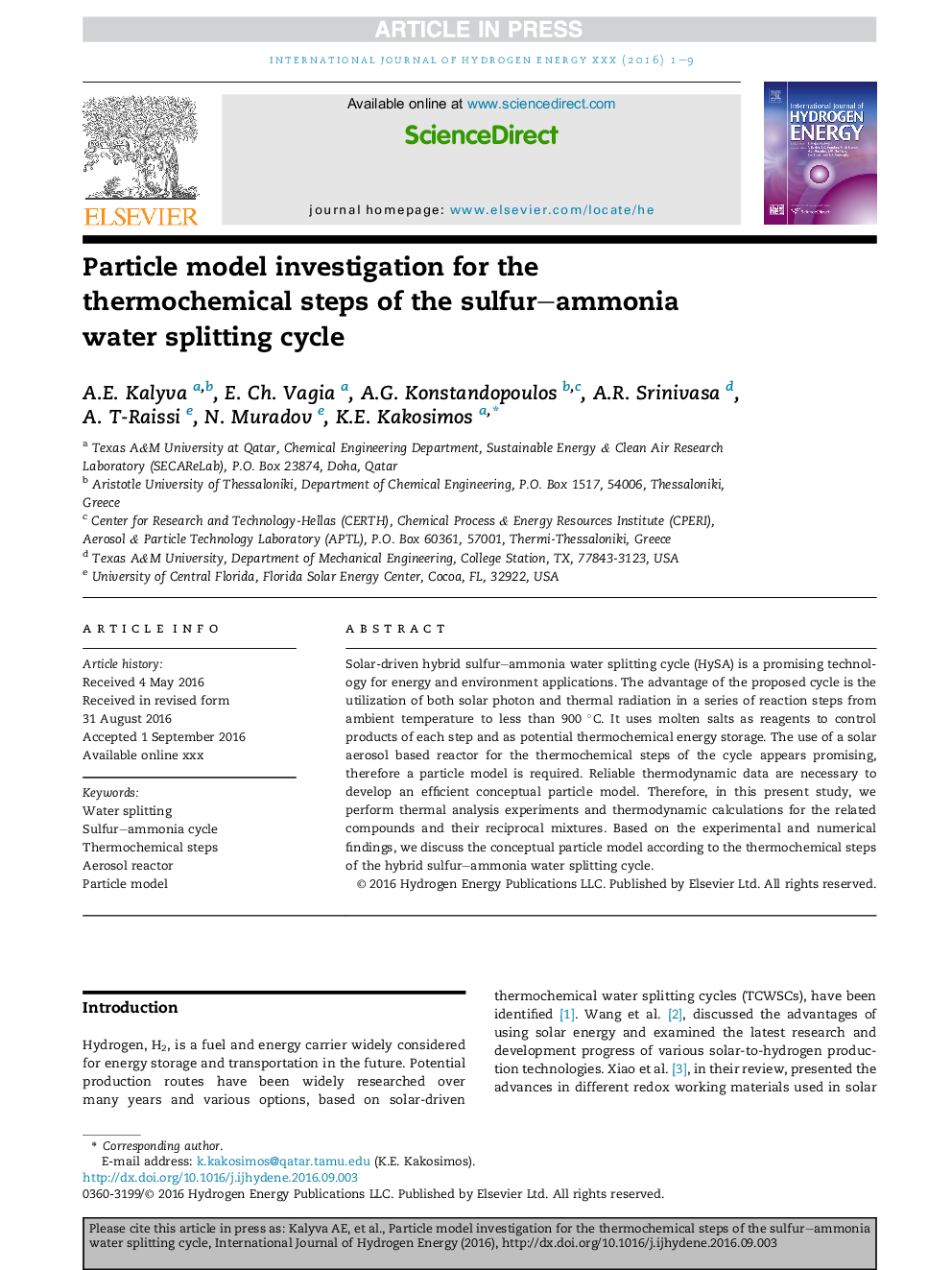 Particle model investigation for the thermochemical steps of the sulfur-ammonia water splitting cycle