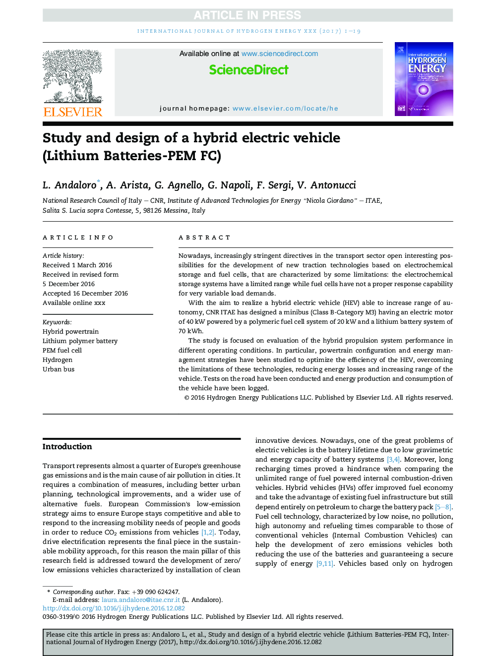 Study and design of a hybrid electric vehicle (Lithium Batteries-PEM FC)