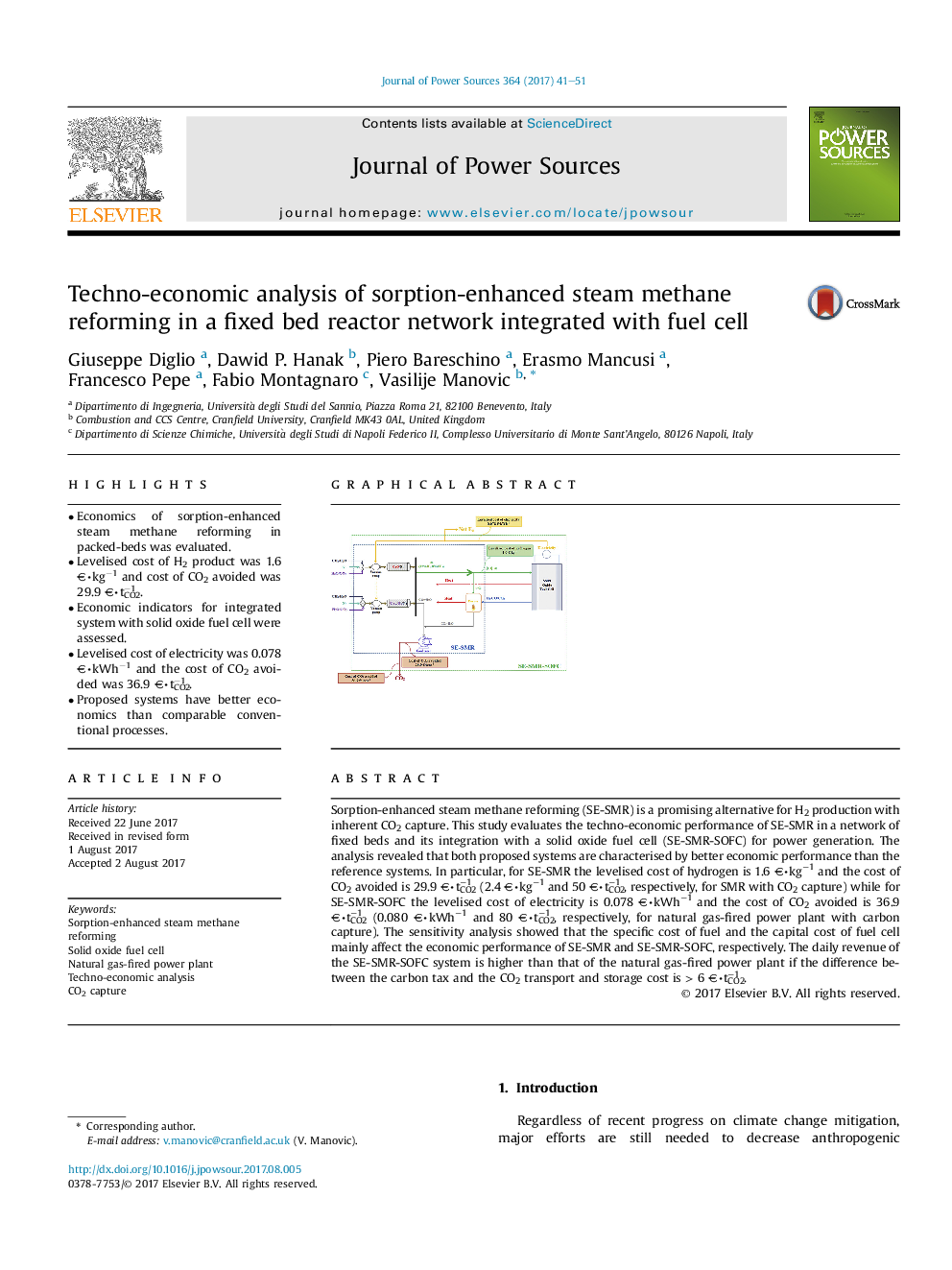 عکس صفحه اول مقاله: Techno-economic analysis of sorption-enhanced steam methane reforming in a fixed bed reactor network integrated with fuel cell Techno-economic analysis of sorption-enhanced steam methane reforming in a fixed bed reactor network integrated with fuel cell