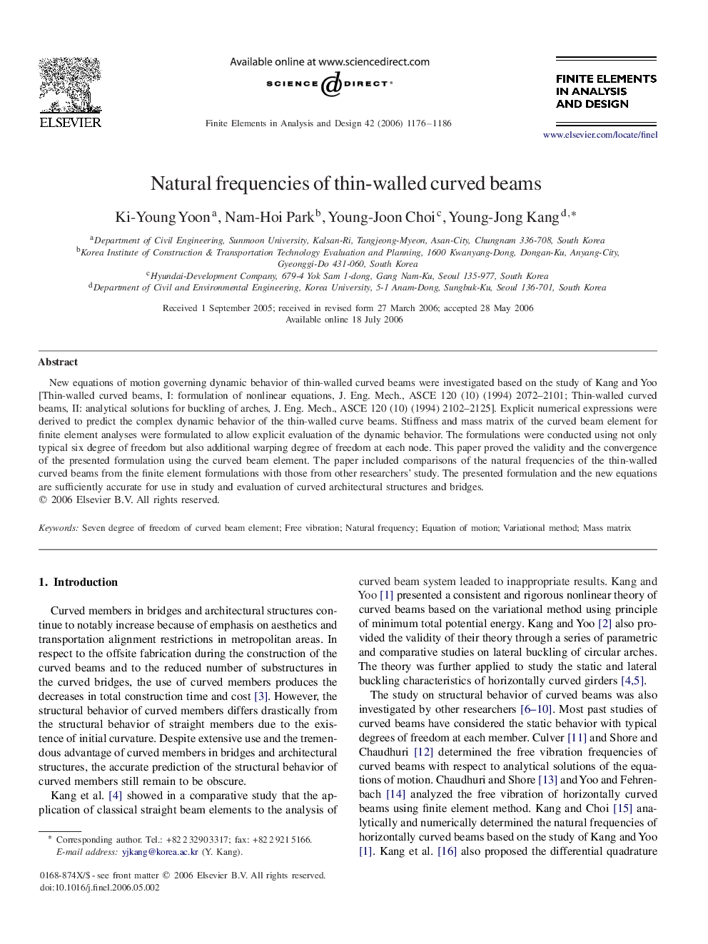 Natural frequencies of thin-walled curved beams