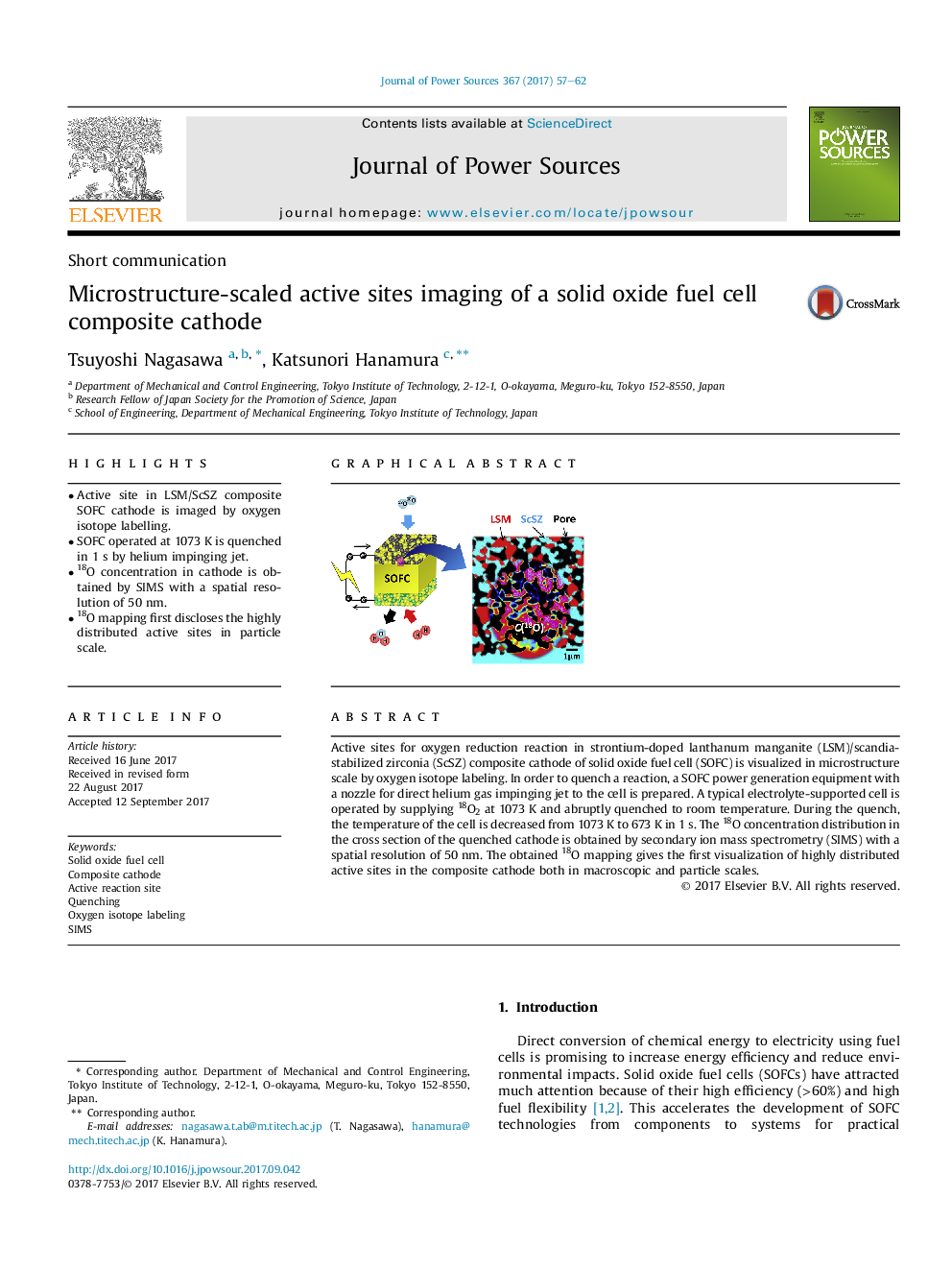 عکس صفحه اول مقاله: Microstructure-scaled active sites imaging of a solid oxide fuel cell composite cathode Microstructure-scaled active sites imaging of a solid oxide fuel cell composite cathode