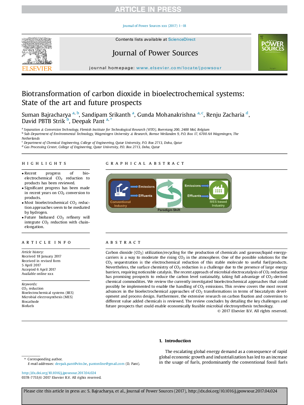 Biotransformation of carbon dioxide in bioelectrochemical systems: State of the art and future prospects