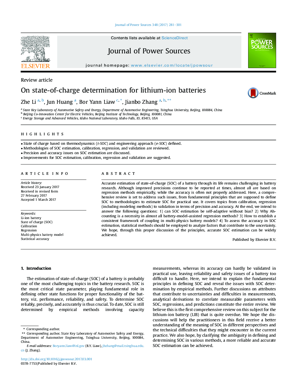 On state-of-charge determination for lithium-ion batteries