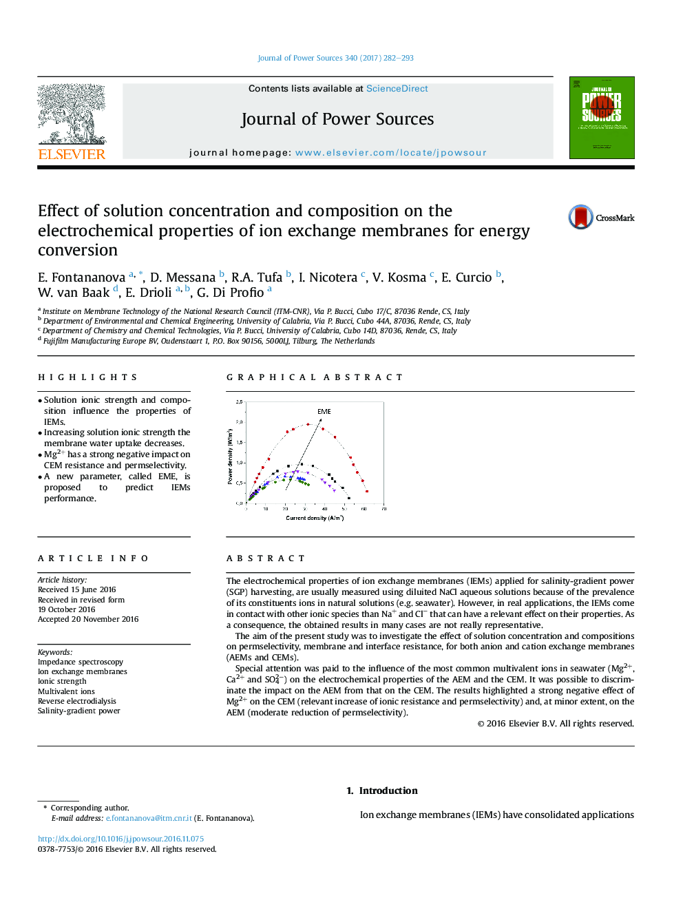 Effect of solution concentration and composition on the electrochemical properties of ion exchange membranes for energy conversion