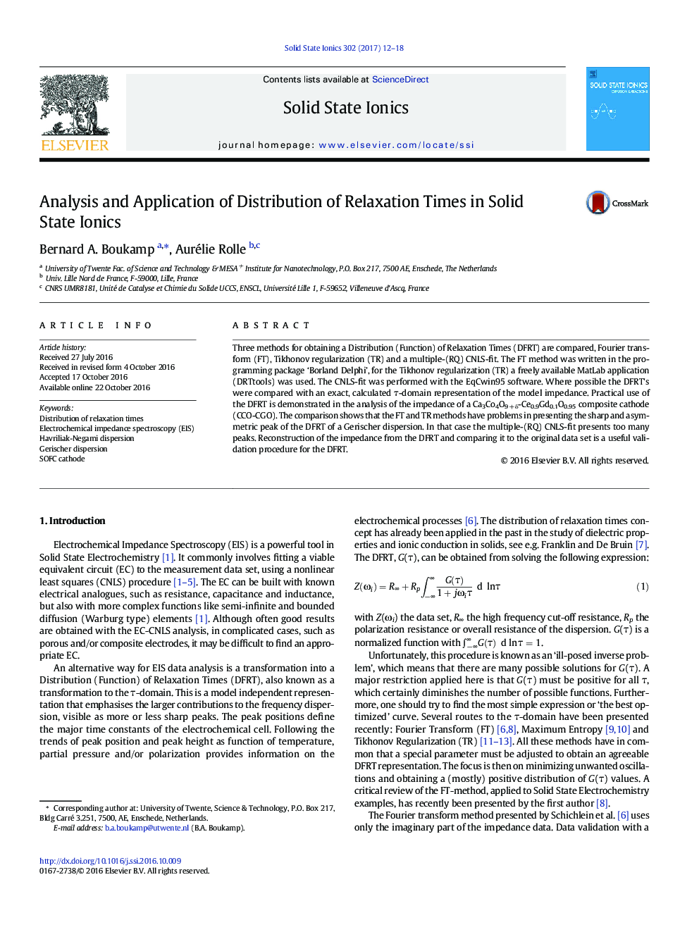 Analysis and Application of Distribution of Relaxation Times in Solid State Ionics