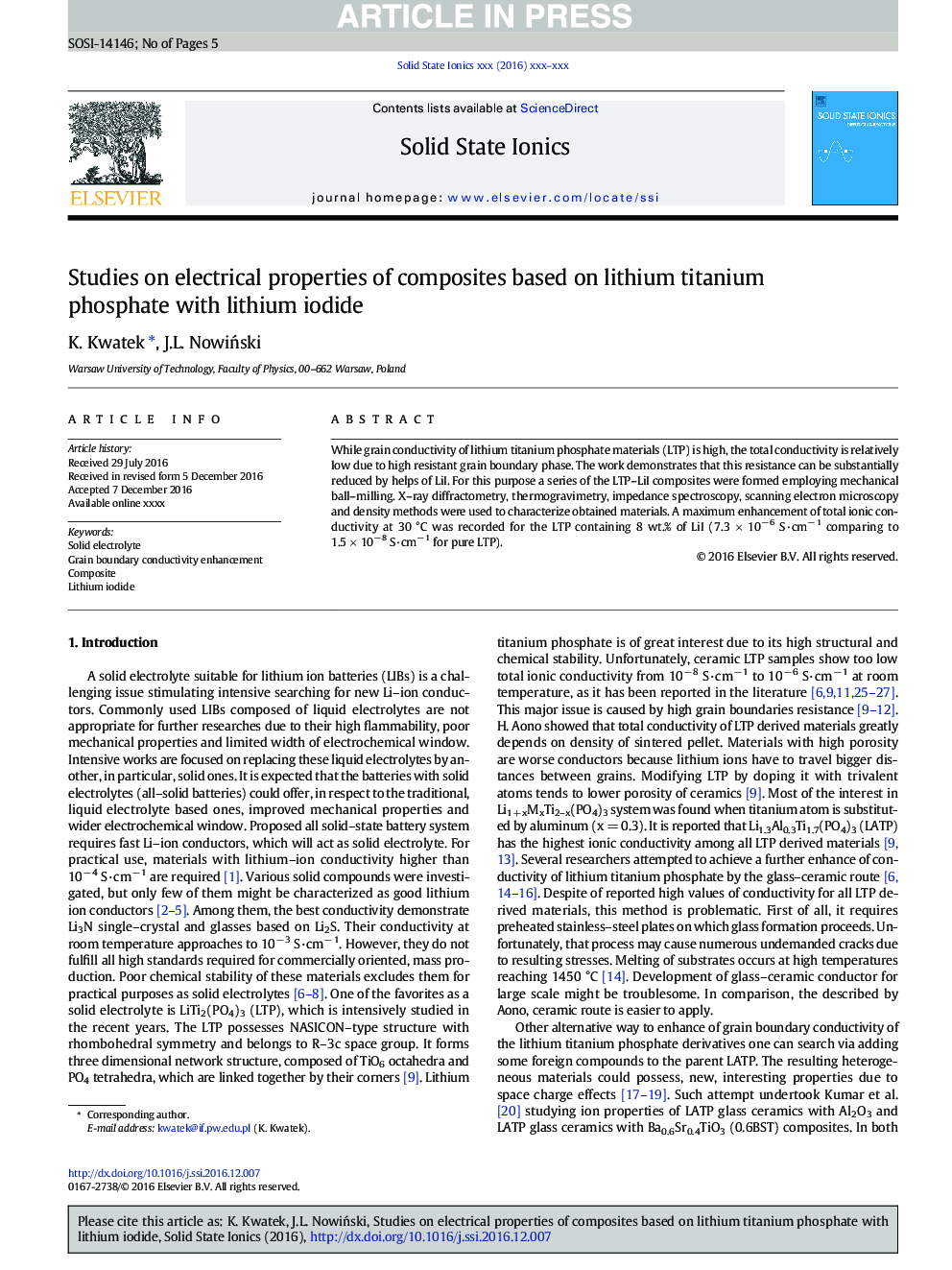 Studies on electrical properties of composites based on lithium titanium phosphate with lithium iodide