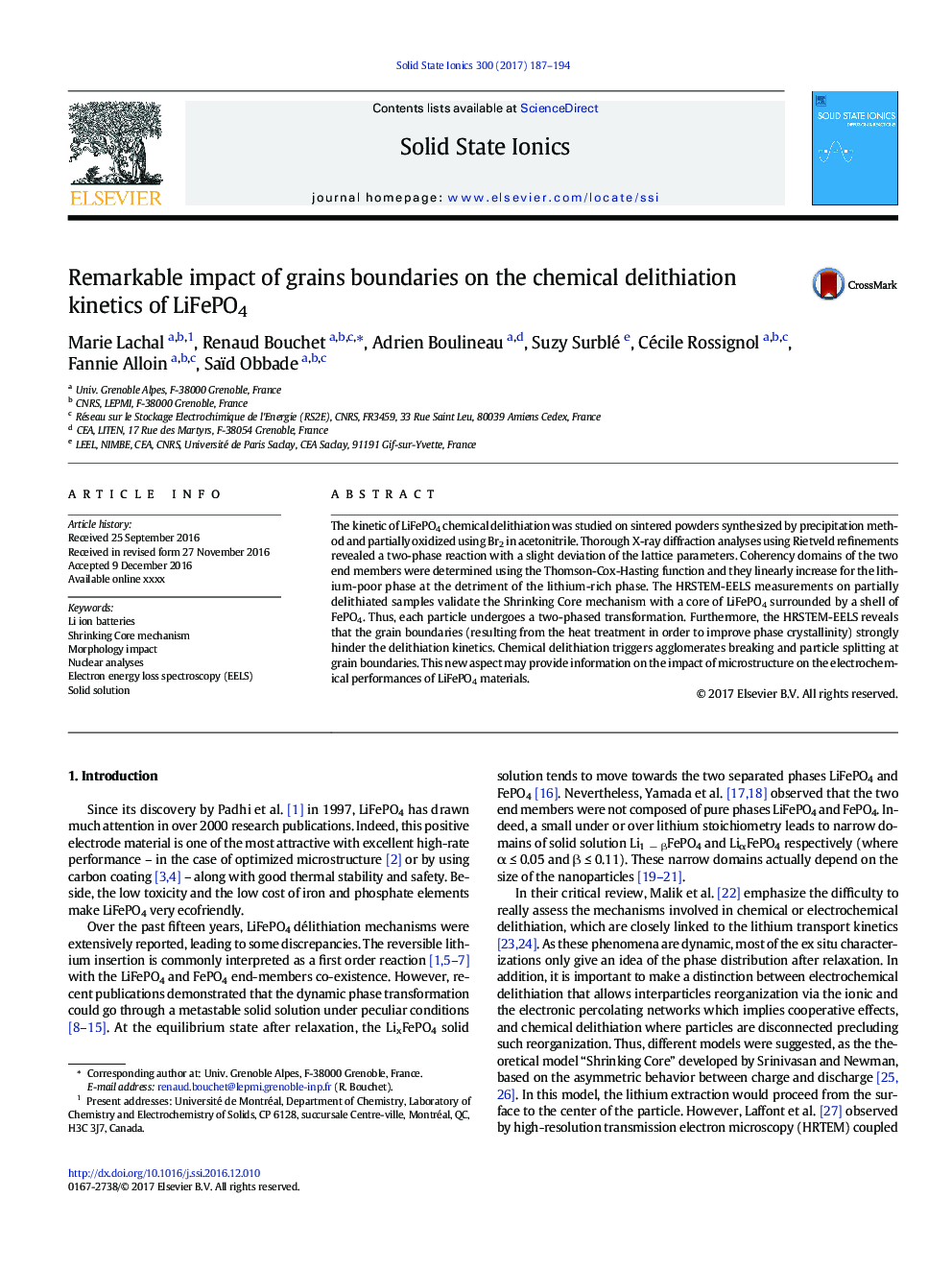 Remarkable impact of grains boundaries on the chemical delithiation kinetics of LiFePO4