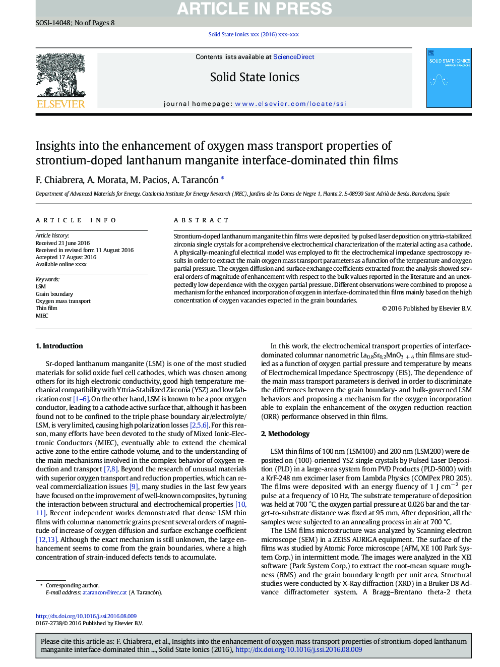 Insights into the enhancement of oxygen mass transport properties of strontium-doped lanthanum manganite interface-dominated thin films