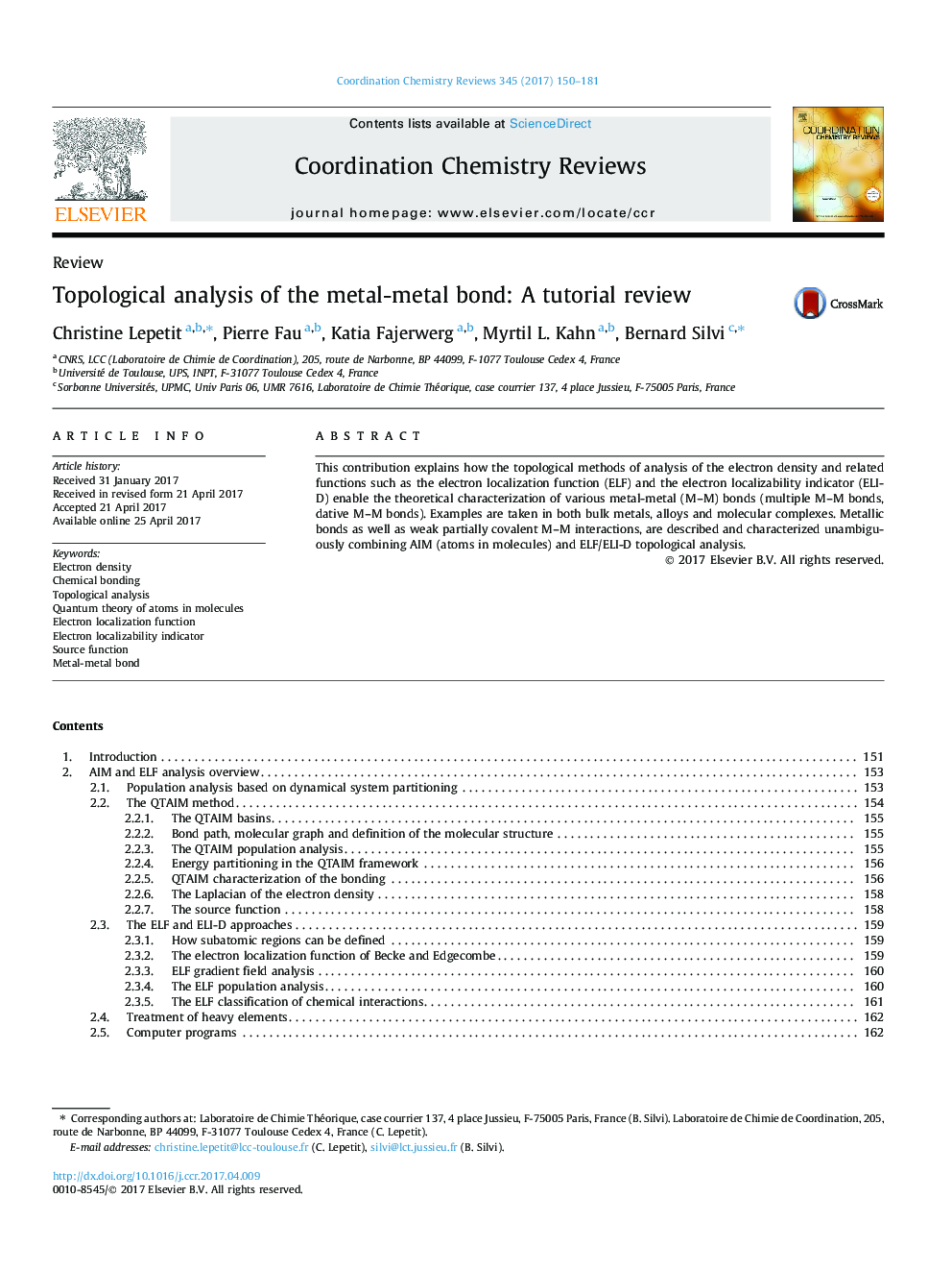 Topological analysis of the metal-metal bond: A tutorial review