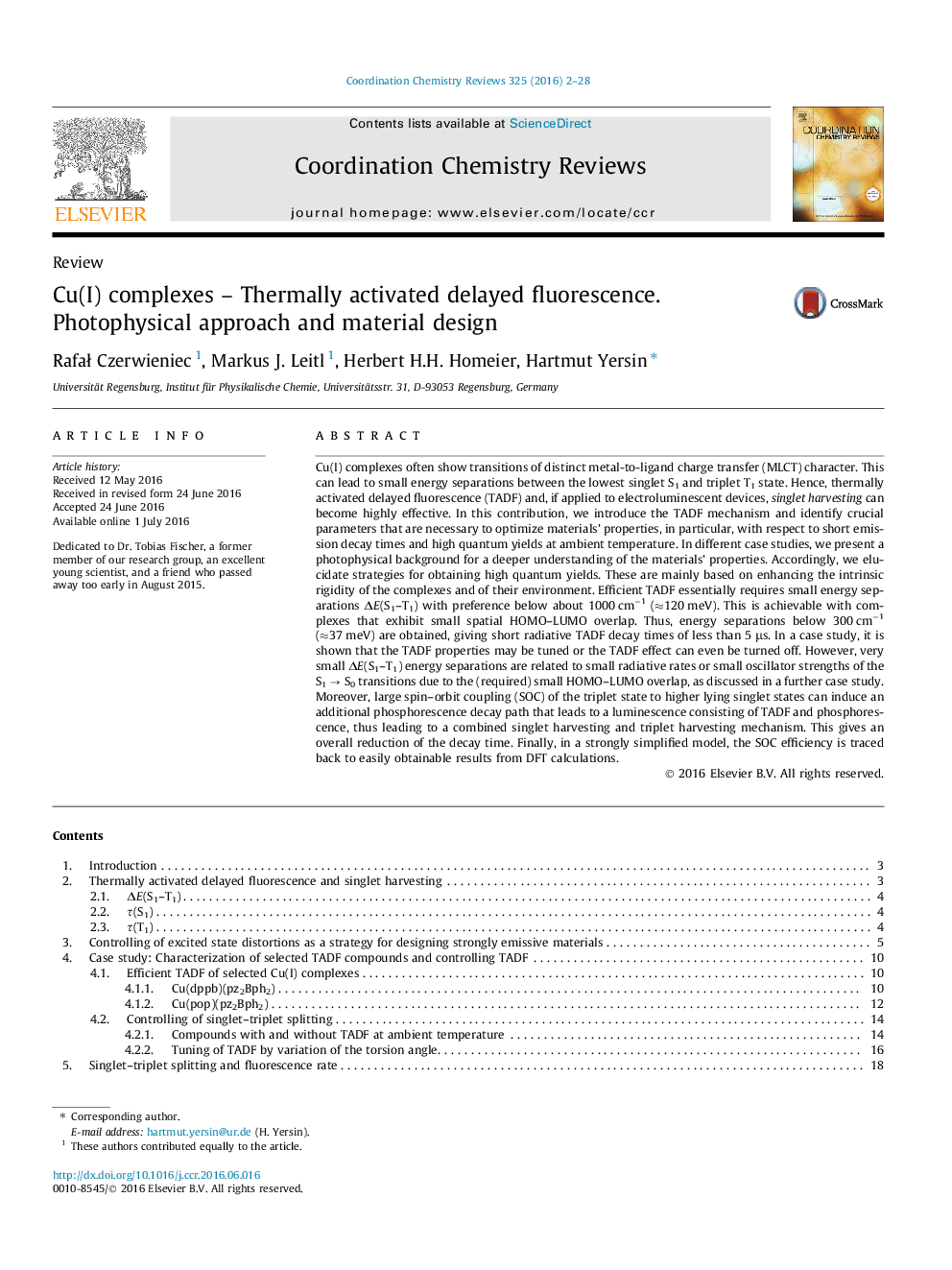 Cu(I) complexes - Thermally activated delayed fluorescence. Photophysical approach and material design