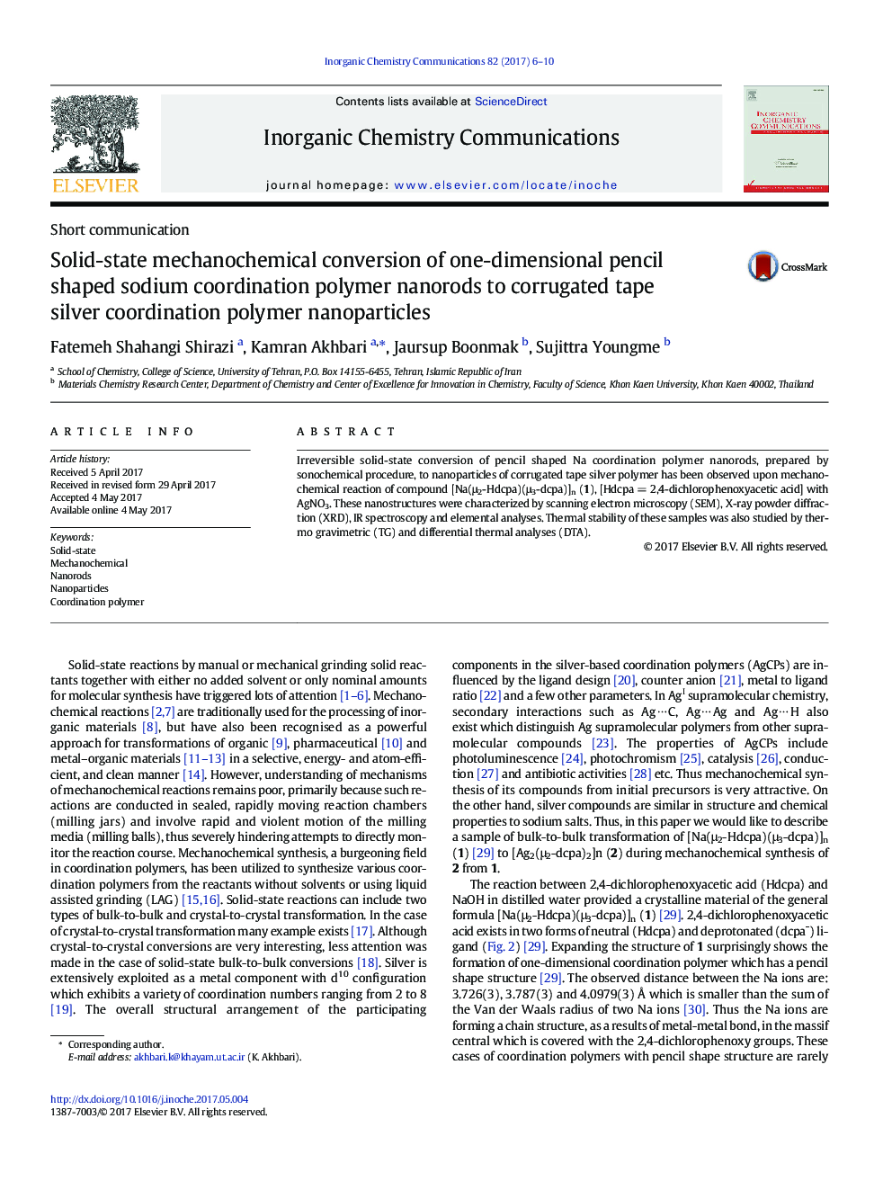 Solid-state mechanochemical conversion of one-dimensional pencil shaped sodium coordination polymer nanorods to corrugated tape silver coordination polymer nanoparticles