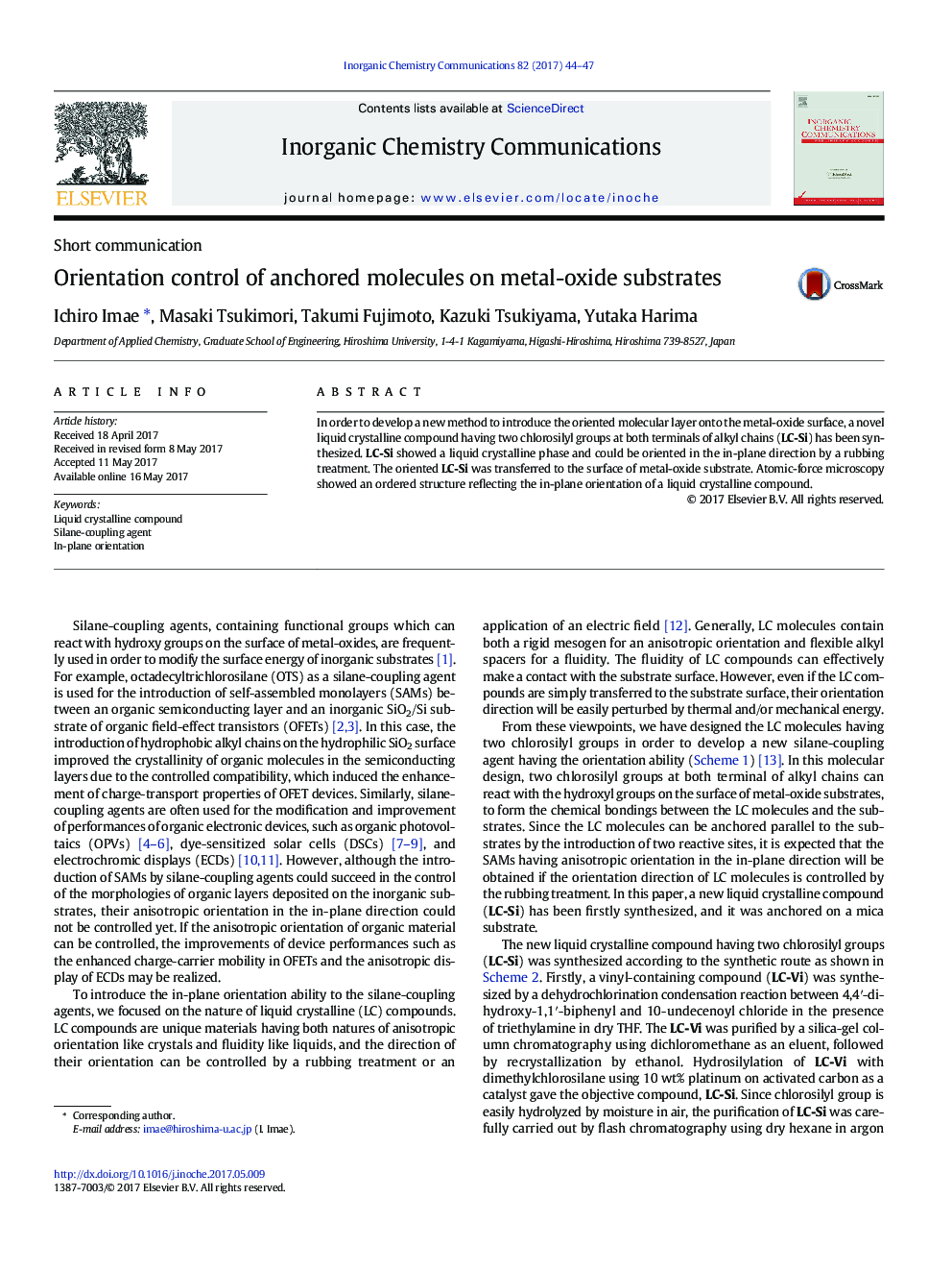 Orientation control of anchored molecules on metal-oxide substrates