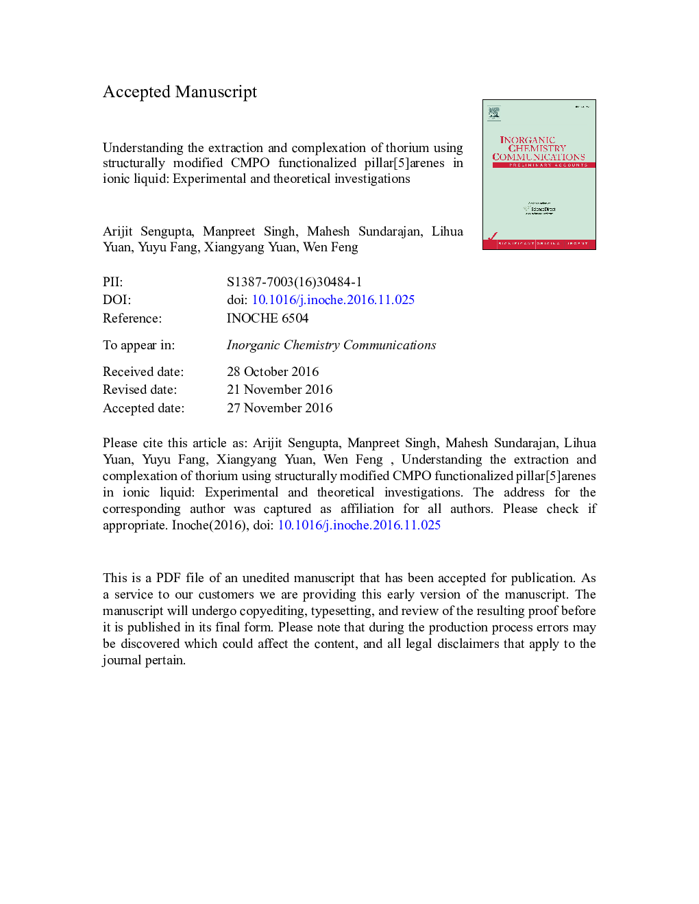 Understanding the extraction and complexation of thorium using structurally modified CMPO functionalized pillar[5]arenes in ionic liquid: Experimental and theoretical investigations